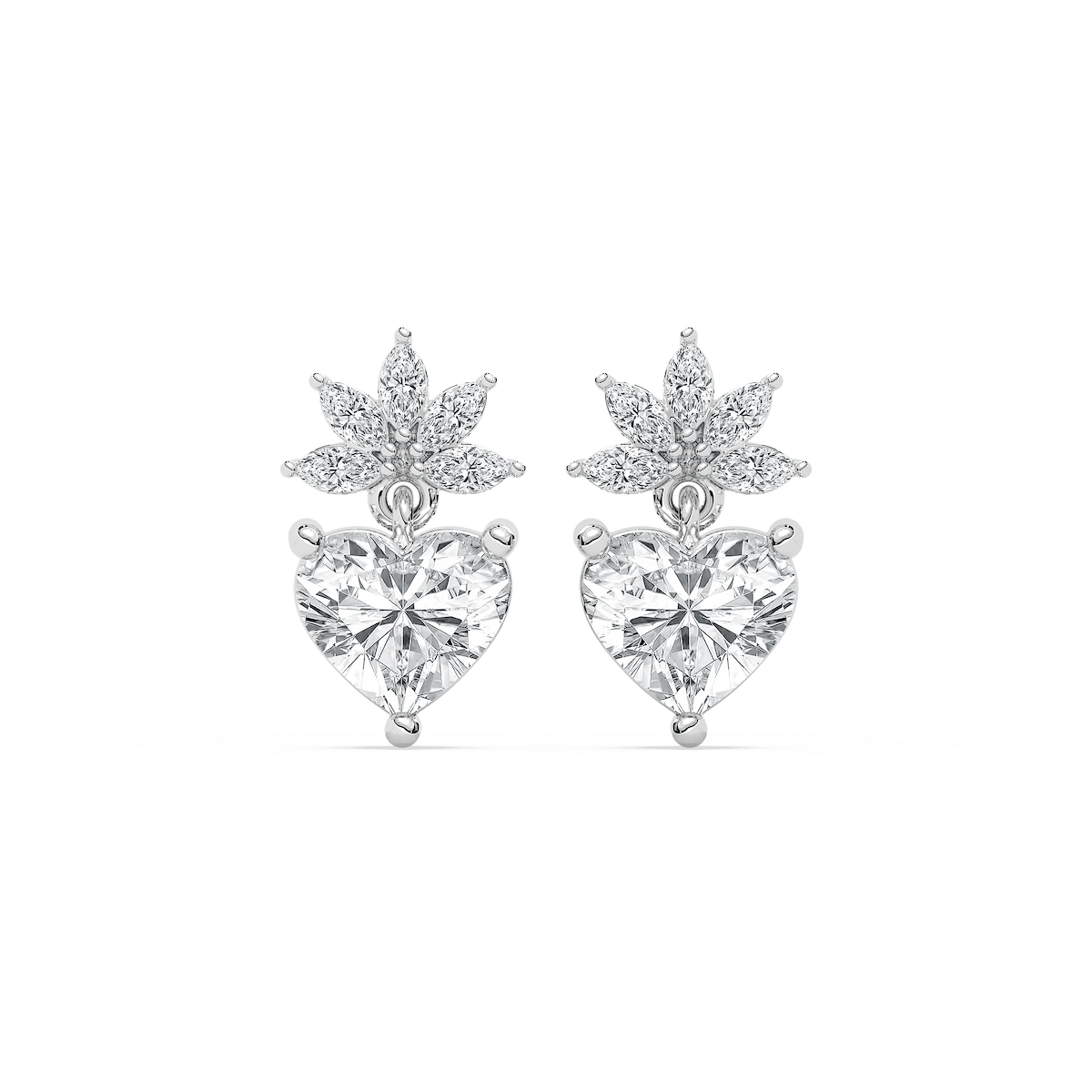 2 ¹⁄₄ ctw Heart & Marquise Lab Grown Diamond Flowering Drop Earrings