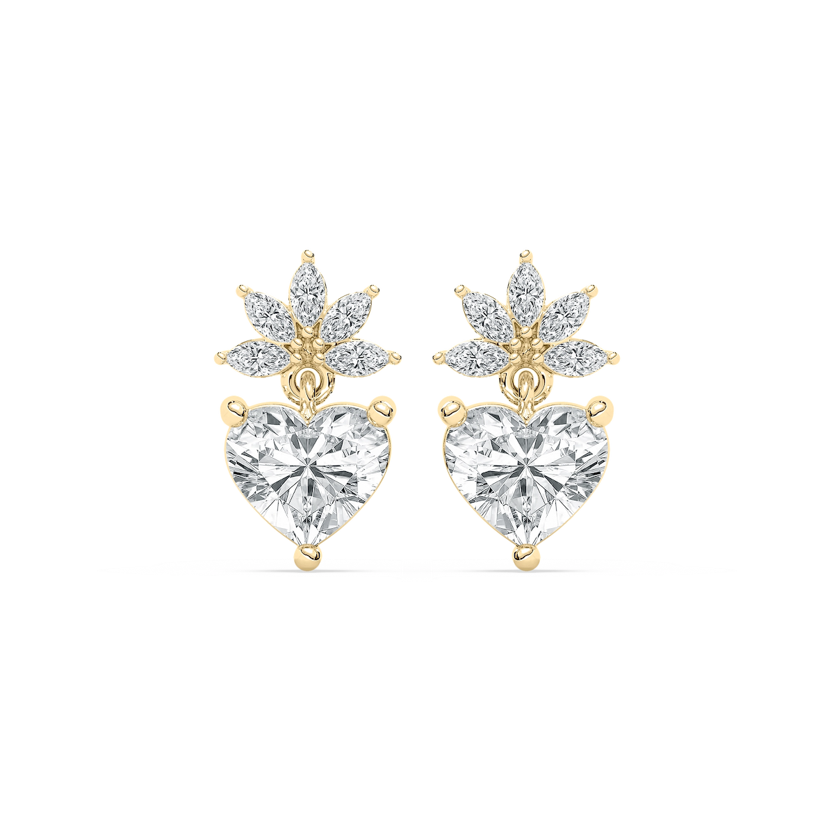 2 ¹⁄₄ ctw Heart & Marquise Lab Grown Diamond Flowering Drop Earrings