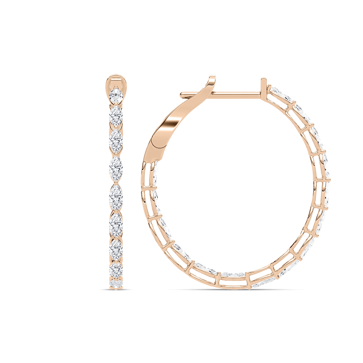 4 ¹⁄₂ ctw Marquise Lab Grown Diamond Inside Out Hoop Earrings