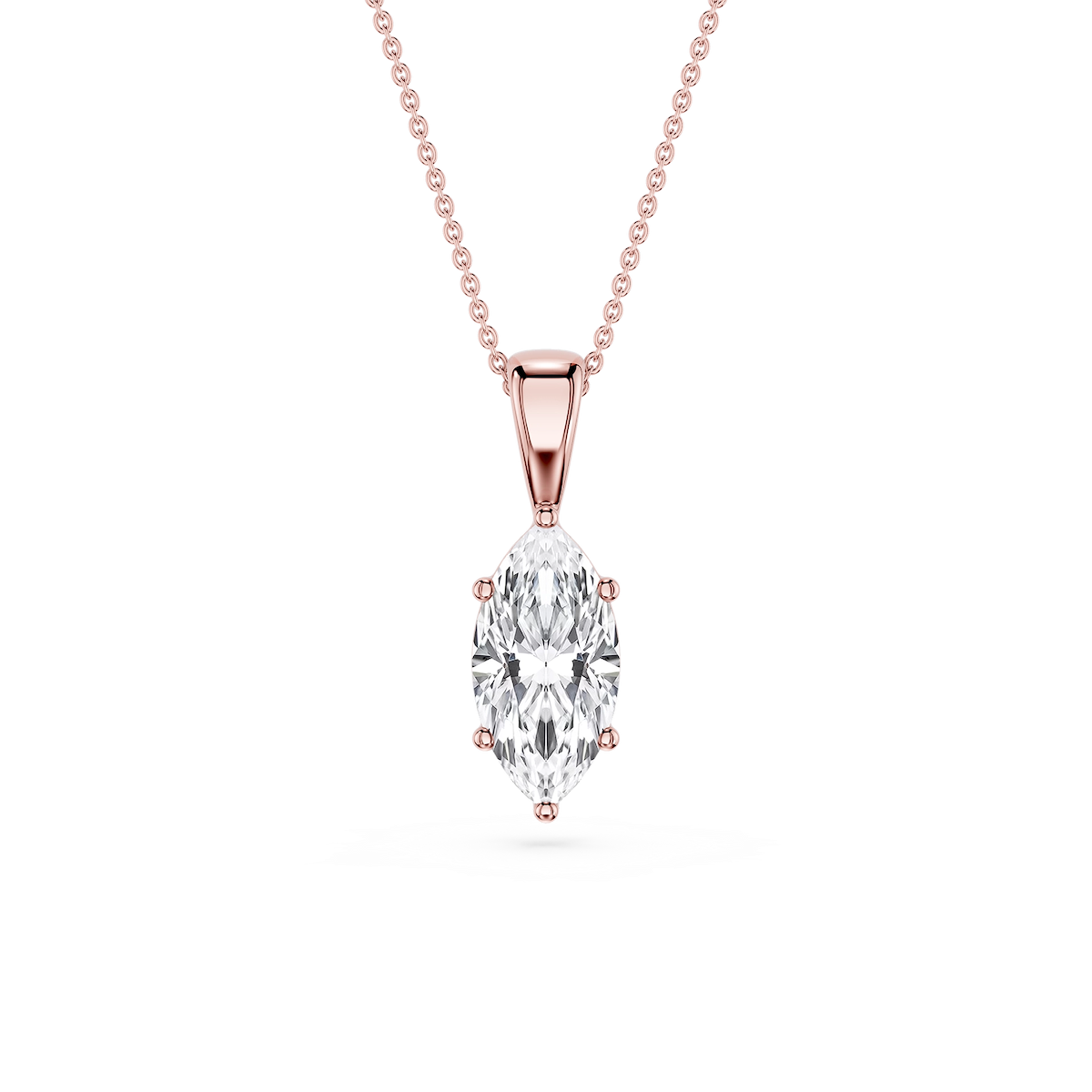 Marquise Lab Grown Diamond 6-Prong Bail Solitaire Pendant - 16 to 18 Inches