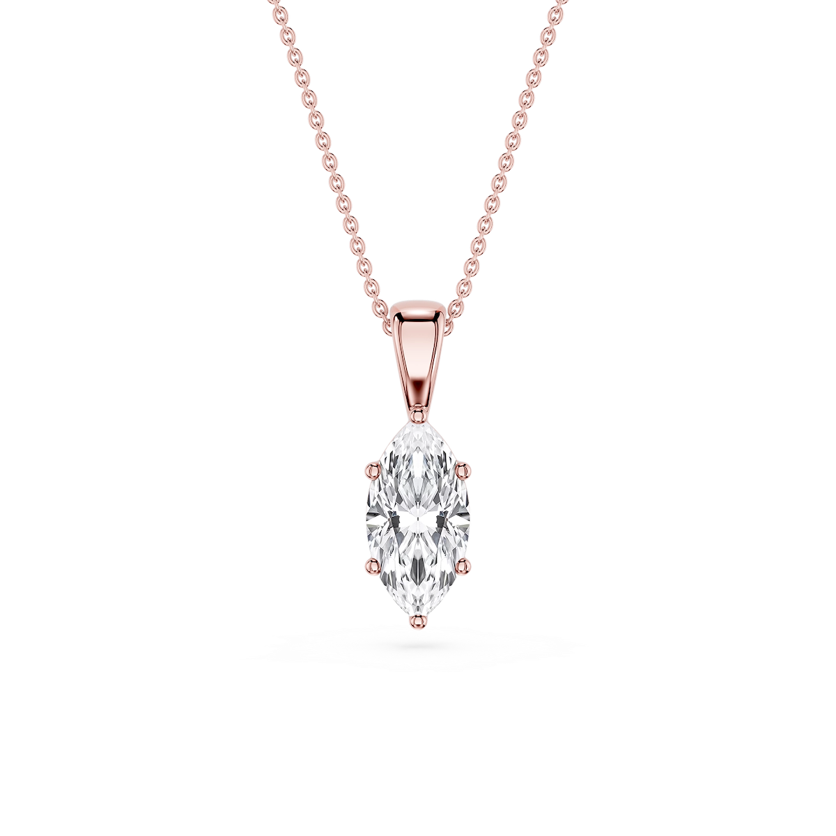 Marquise Lab Grown Diamond 6-Prong Bail Solitaire Pendant - 16 to 18 Inches