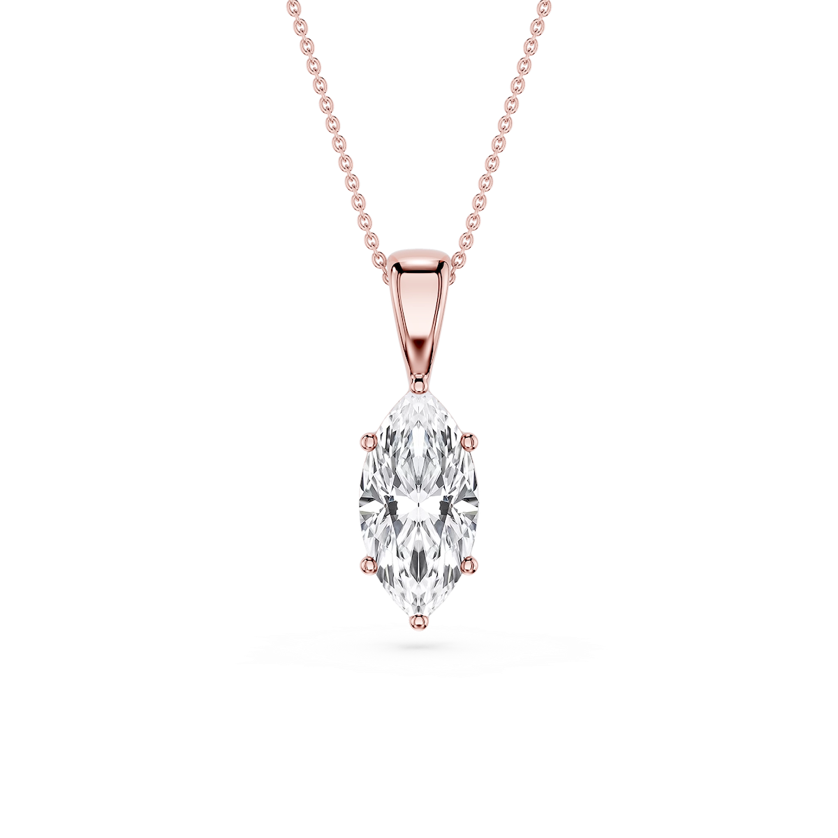 Marquise Lab Grown Diamond 6-Prong Bail Solitaire Pendant - 16 to 18 Inches