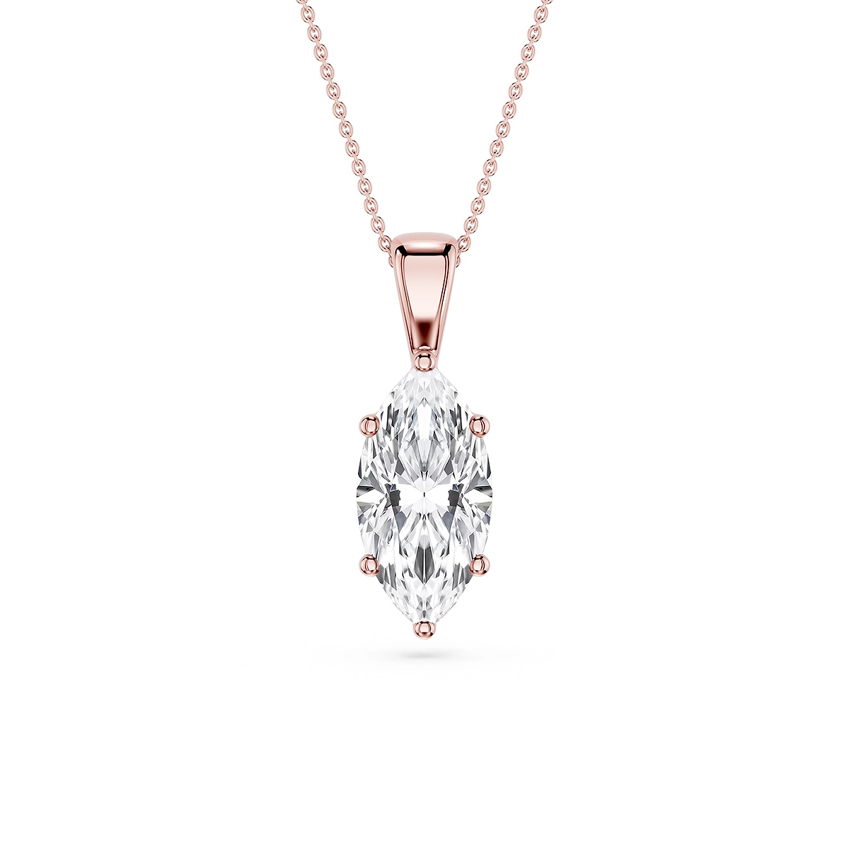 Marquise Lab Grown Diamond 6-Prong Bail Solitaire Pendant - 16 to 18 Inches