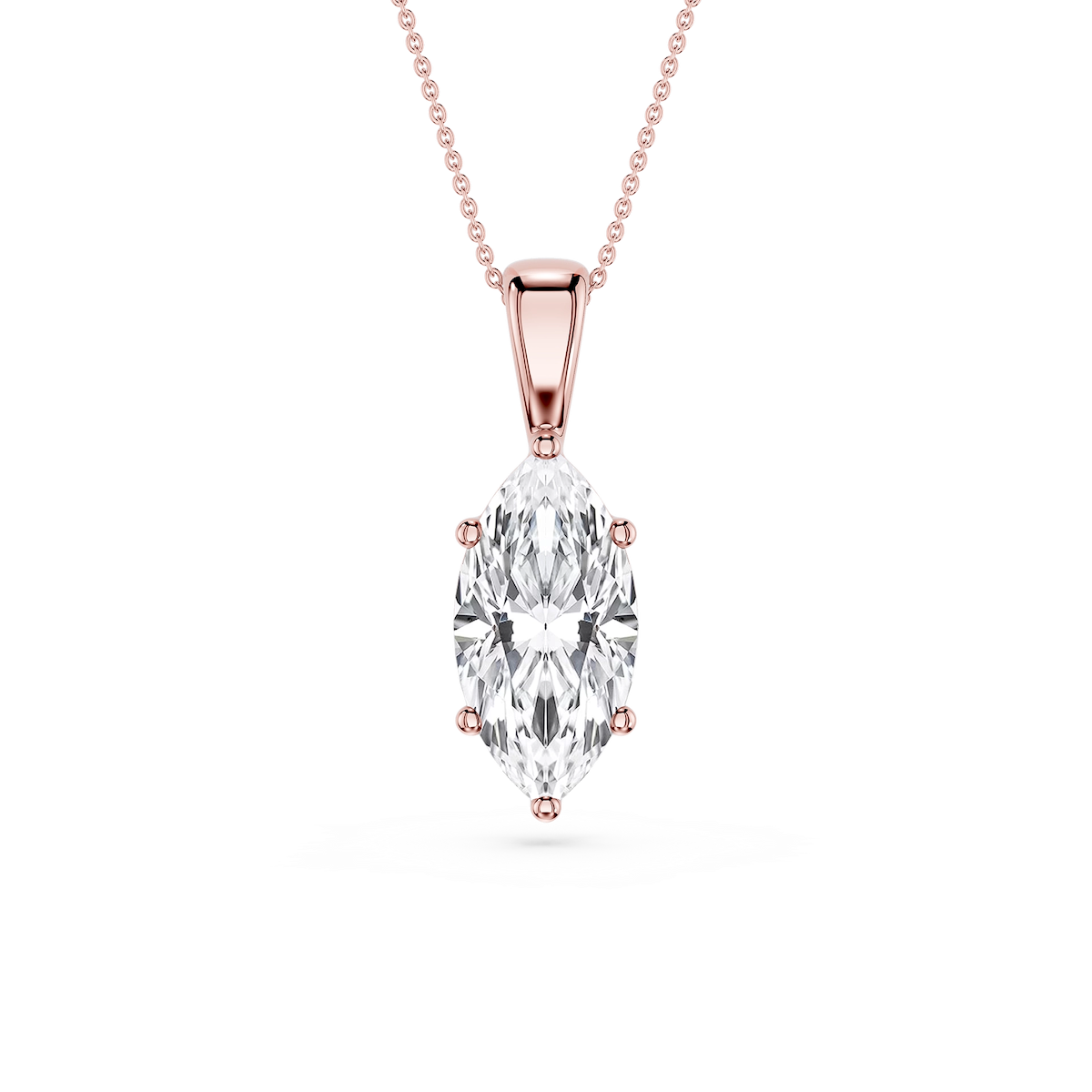Marquise Lab Grown Diamond 6-Prong Bail Solitaire Pendant - 16 to 18 Inches