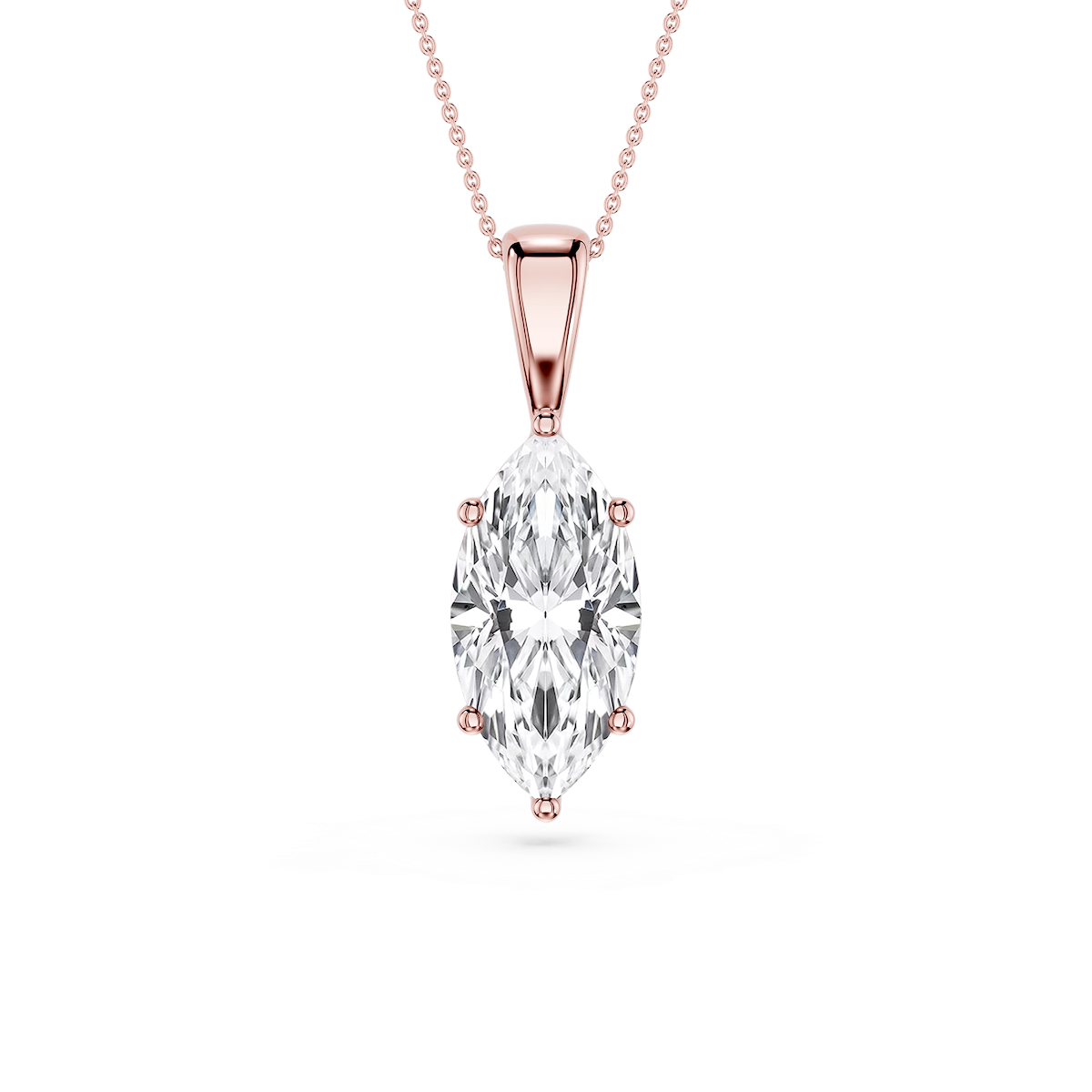 Marquise Lab Grown Diamond 6-Prong Bail Solitaire Pendant - 16 to 18 Inches