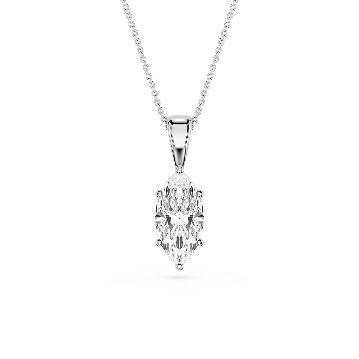 Marquise Lab Grown Diamond 6-Prong Bail Solitaire Pendant - 16 to 18 Inches