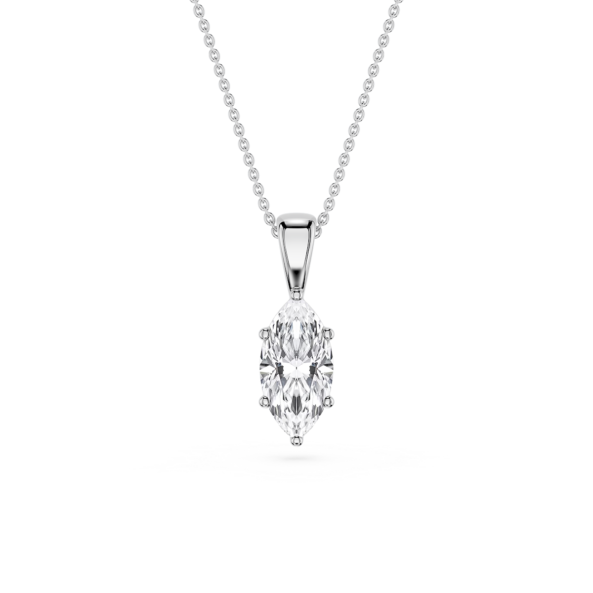 Marquise Lab Grown Diamond 6-Prong Bail Solitaire Pendant - 16 to 18 Inches