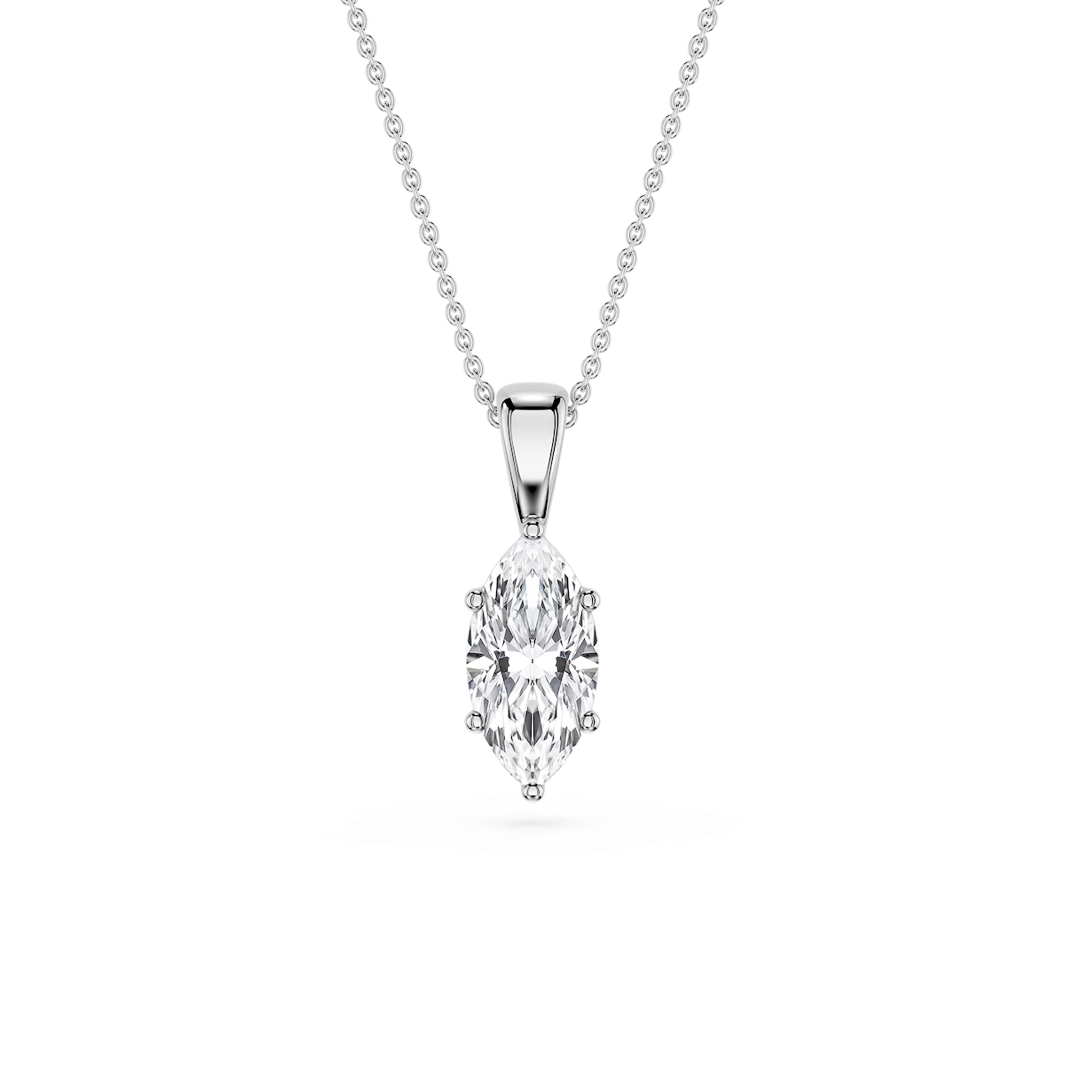 Marquise Lab Grown Diamond 6-Prong Bail Solitaire Pendant - 16 to 18 Inches