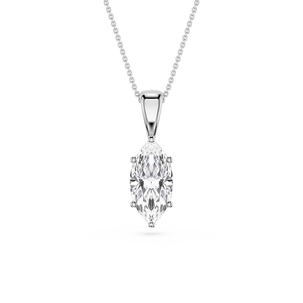 Marquise Lab Grown Diamond 6-Prong Bail Solitaire Pendant - 16 to 18 Inches