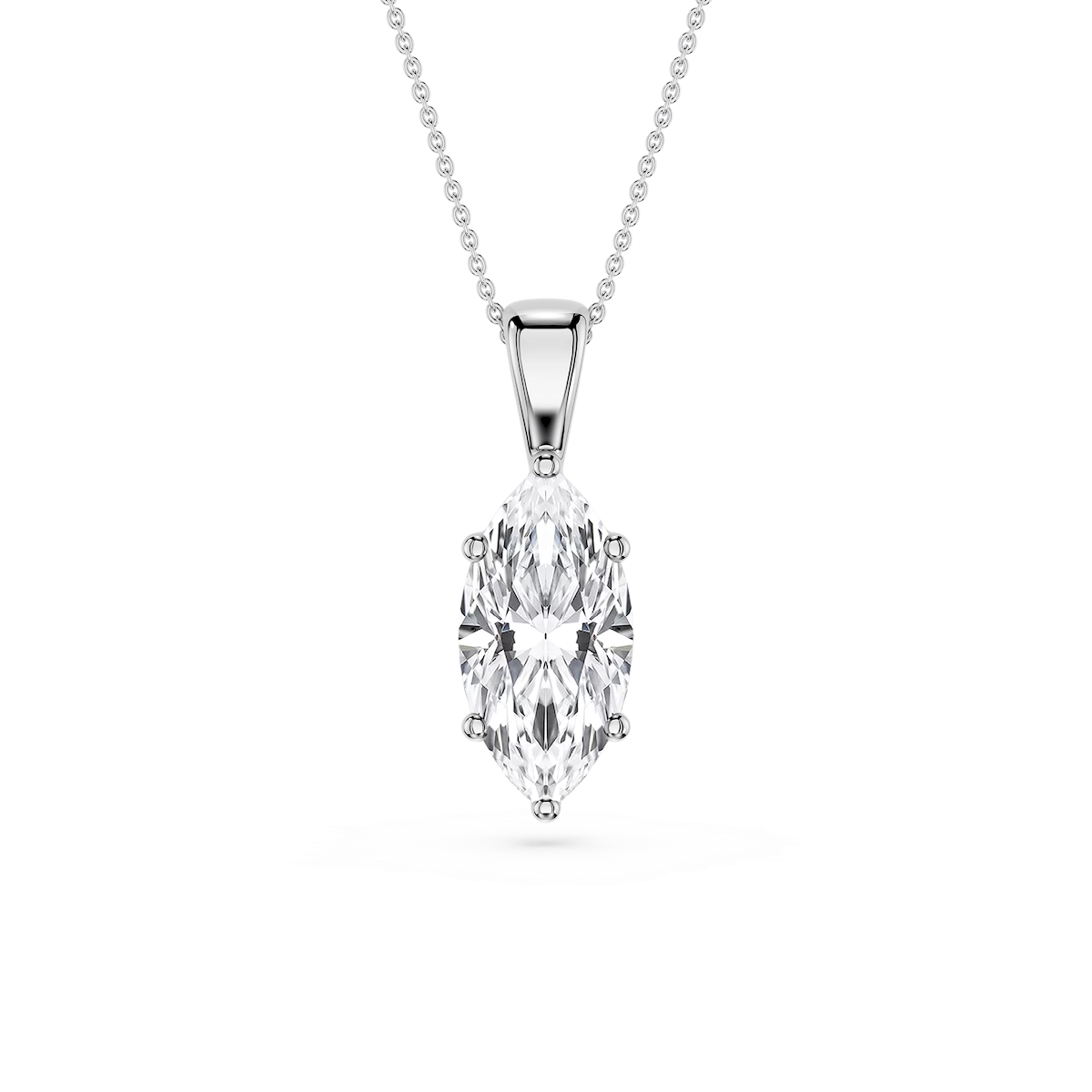 Marquise Lab Grown Diamond 6-Prong Bail Solitaire Pendant - 16 to 18 Inches