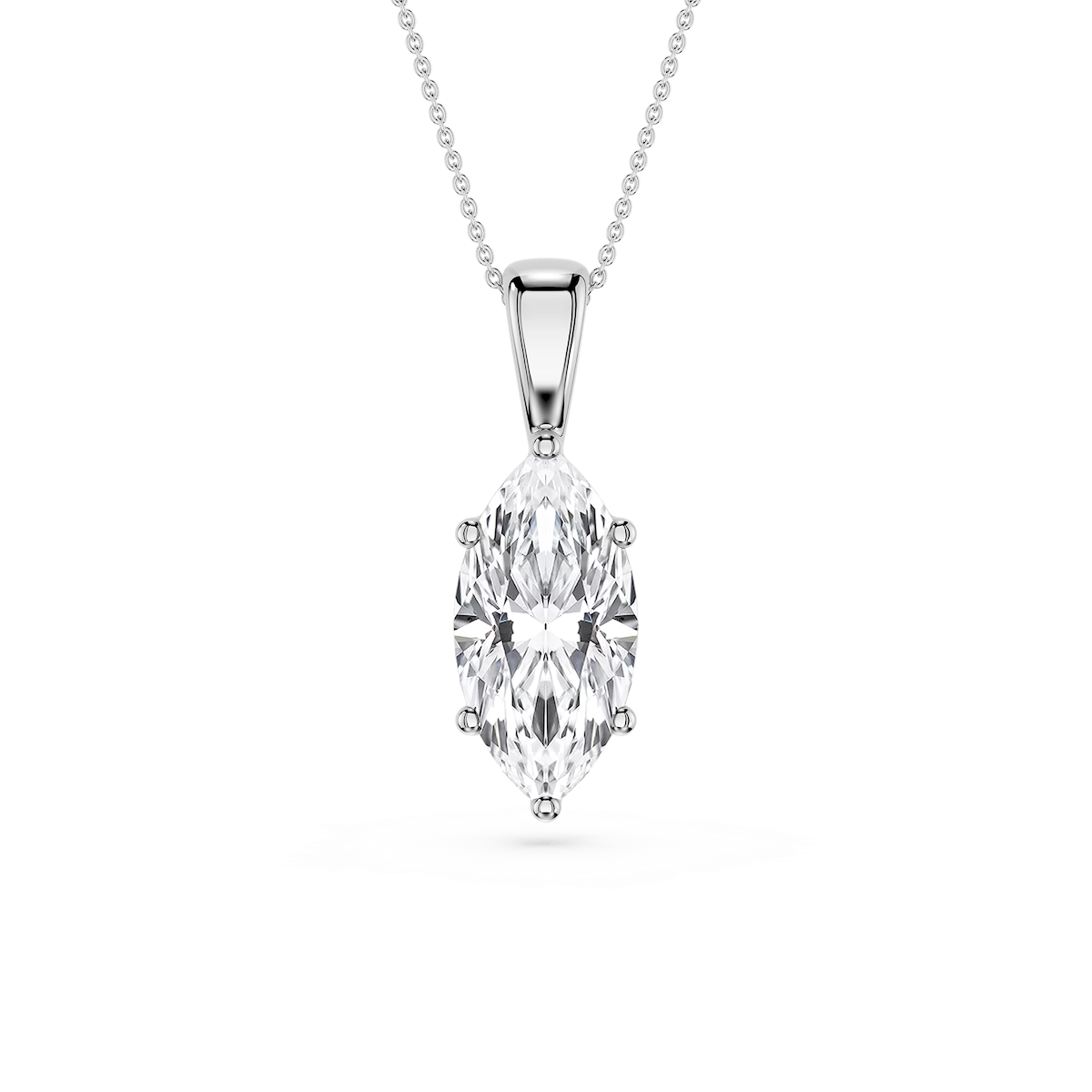 Marquise Lab Grown Diamond 6-Prong Bail Solitaire Pendant - 16 to 18 Inches