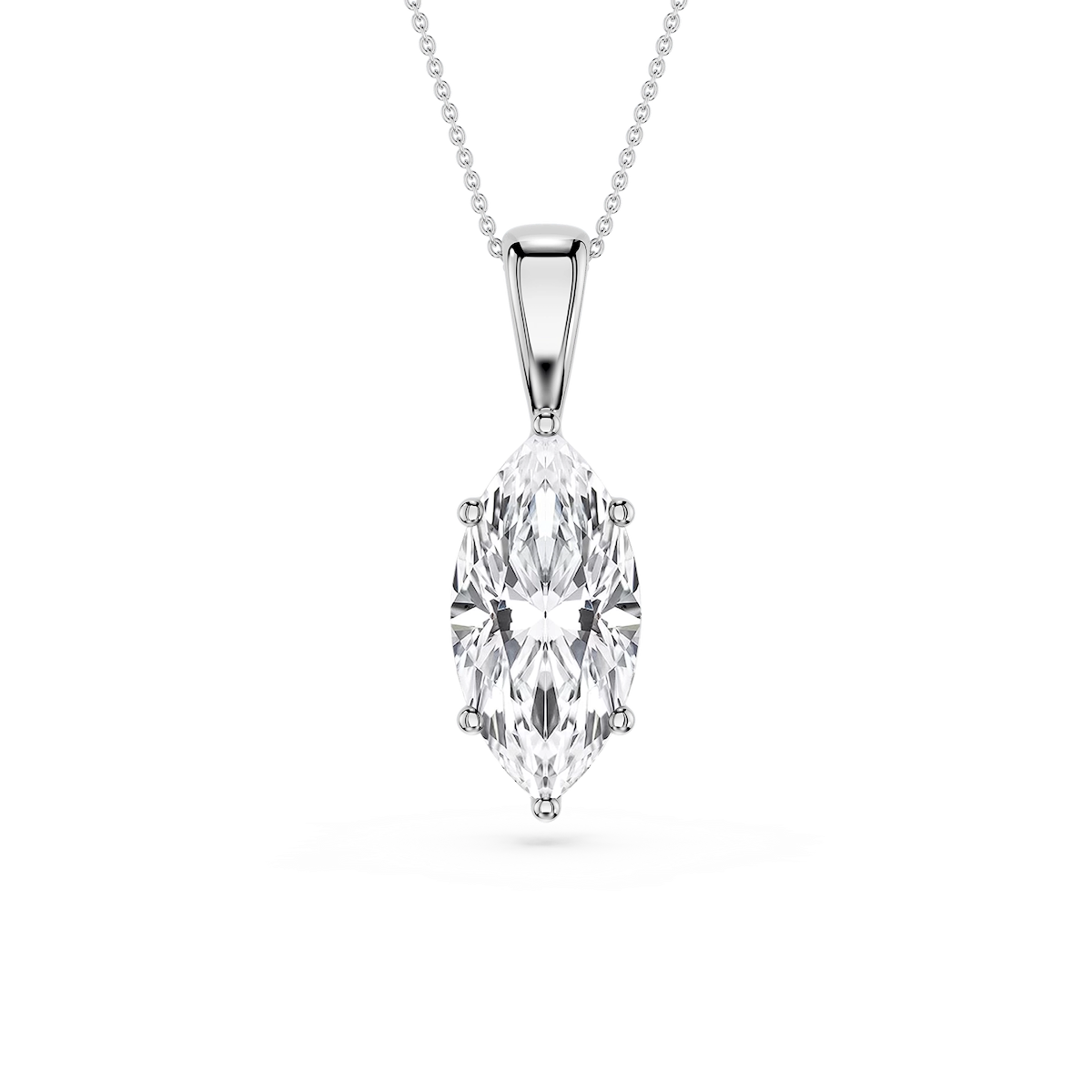 Marquise Lab Grown Diamond 6-Prong Bail Solitaire Pendant - 16 to 18 Inches