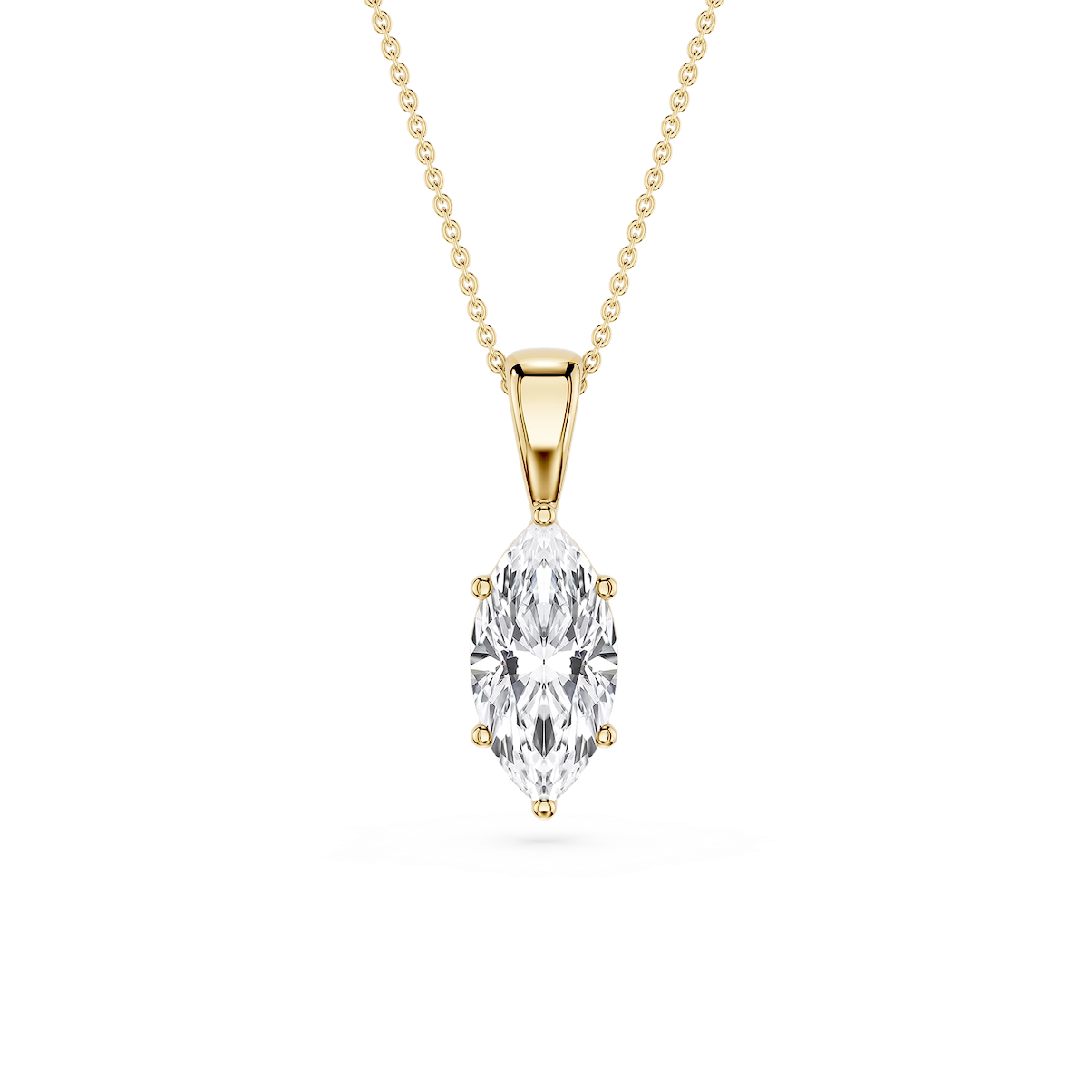 Marquise Lab Grown Diamond 6-Prong Bail Solitaire Pendant - 16 to 18 Inches