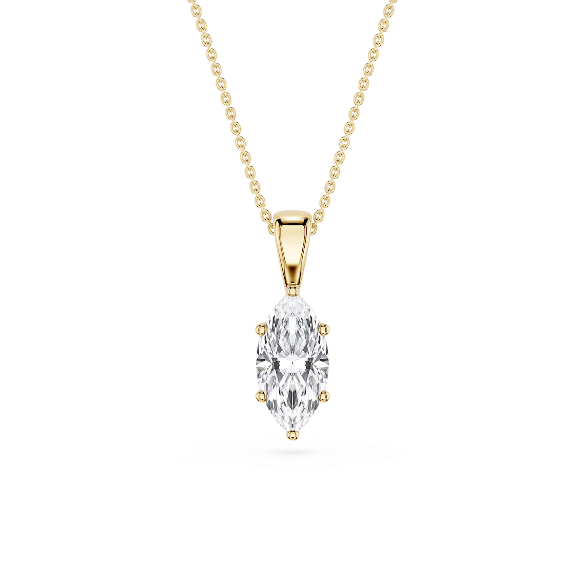 Marquise Lab Grown Diamond 6-Prong Bail Solitaire Pendant - 16 to 18 Inches