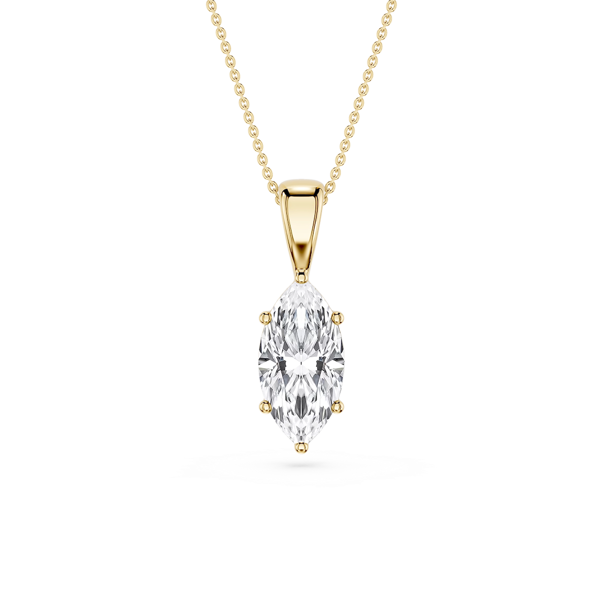Marquise Lab Grown Diamond 6-Prong Bail Solitaire Pendant - 16 to 18 Inches