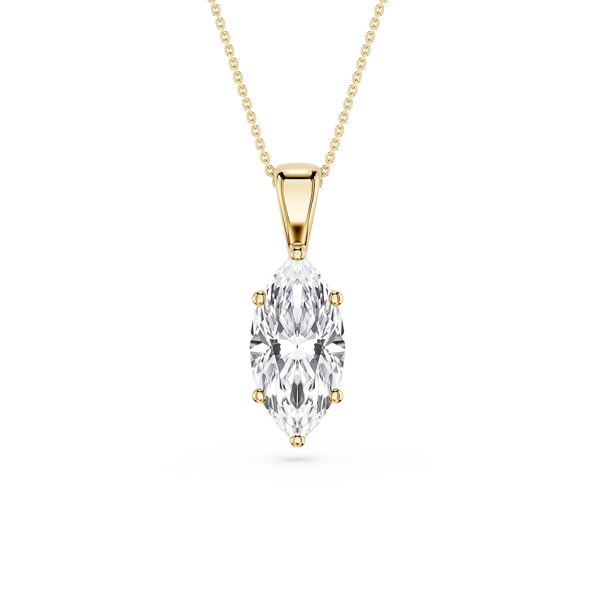 Marquise Lab Grown Diamond 6-Prong Bail Solitaire Pendant - 16 to 18 Inches
