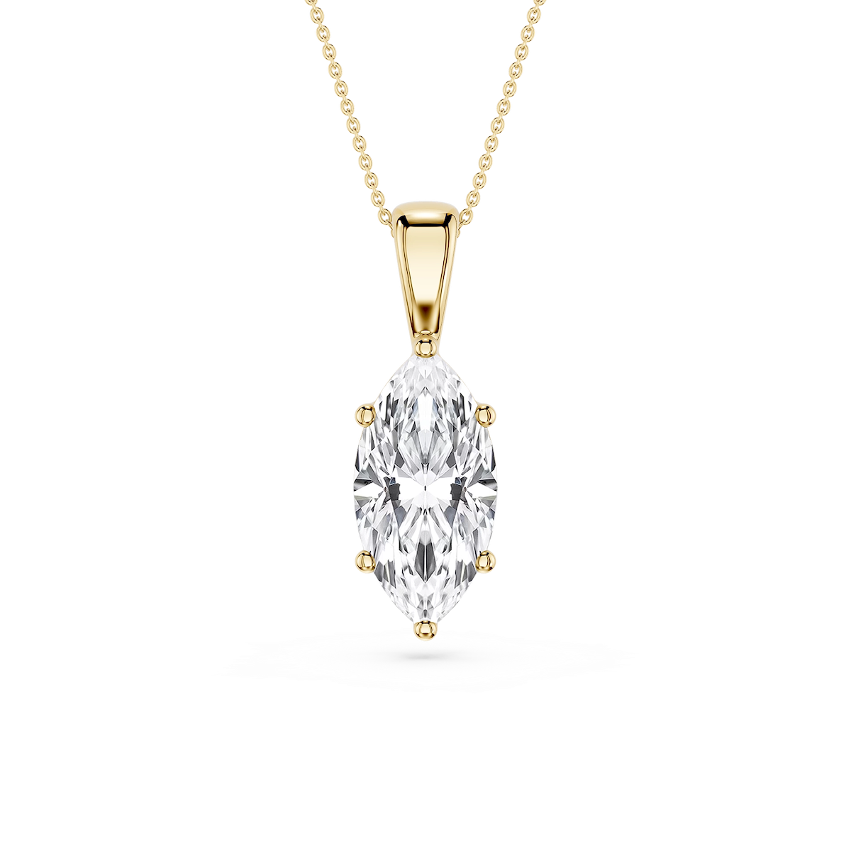 Marquise Lab Grown Diamond 6-Prong Bail Solitaire Pendant - 16 to 18 Inches