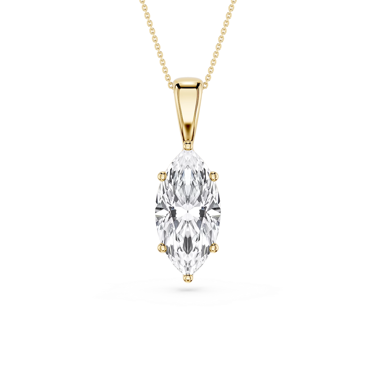 Marquise Lab Grown Diamond 6-Prong Bail Solitaire Pendant - 16 to 18 Inches