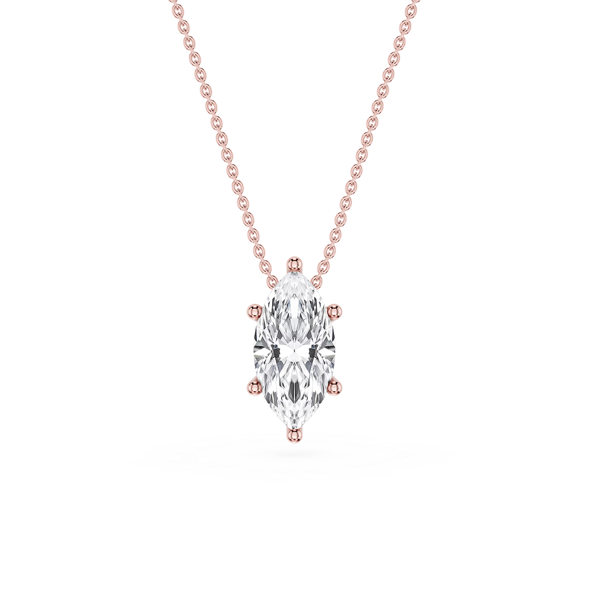 Marquise Lab Grown Diamond 6-Prong Slide Solitaire  Pendant - 16 to 18 Inches