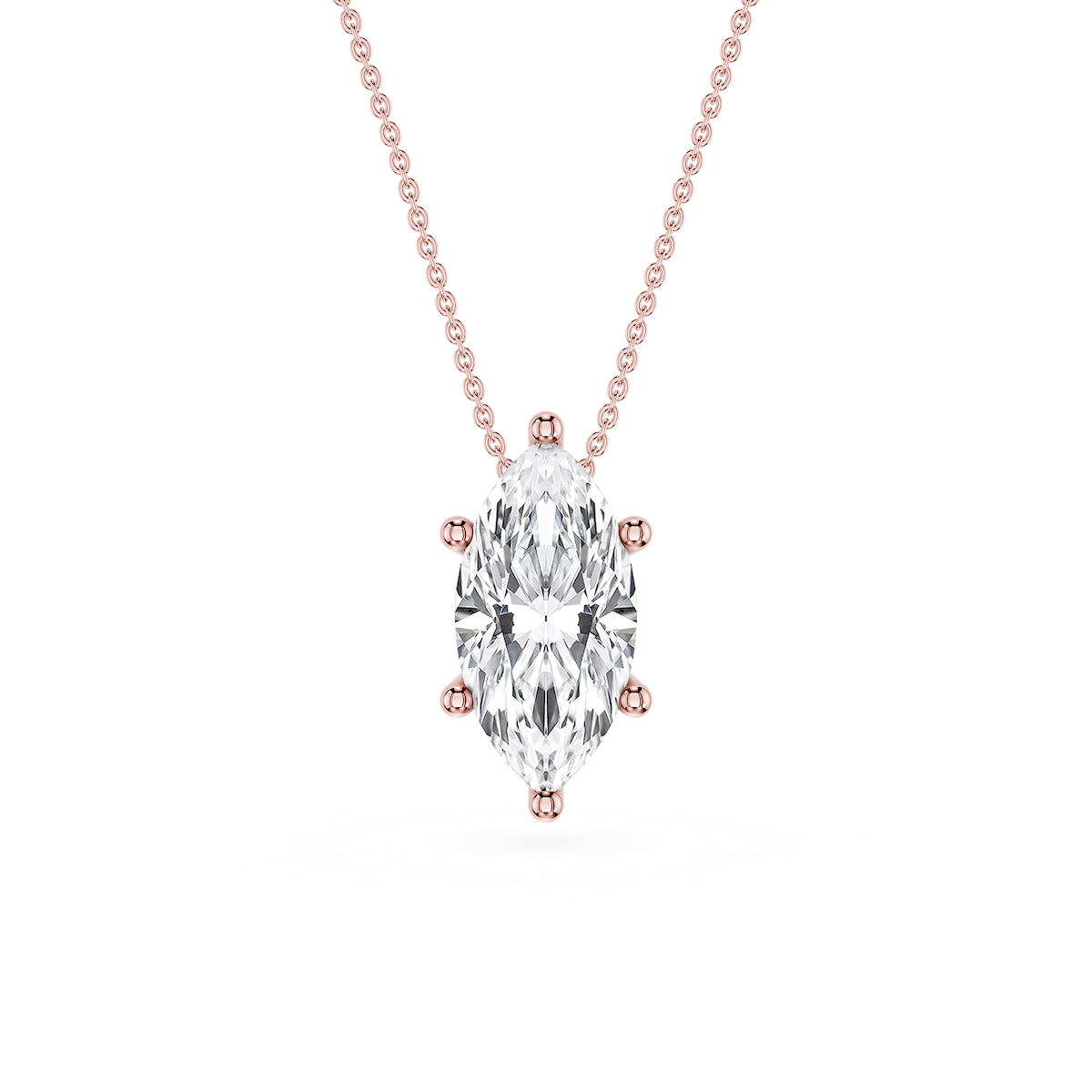 Marquise Lab Grown Diamond 6-Prong Slide Solitaire  Pendant - 16 to 18 Inches