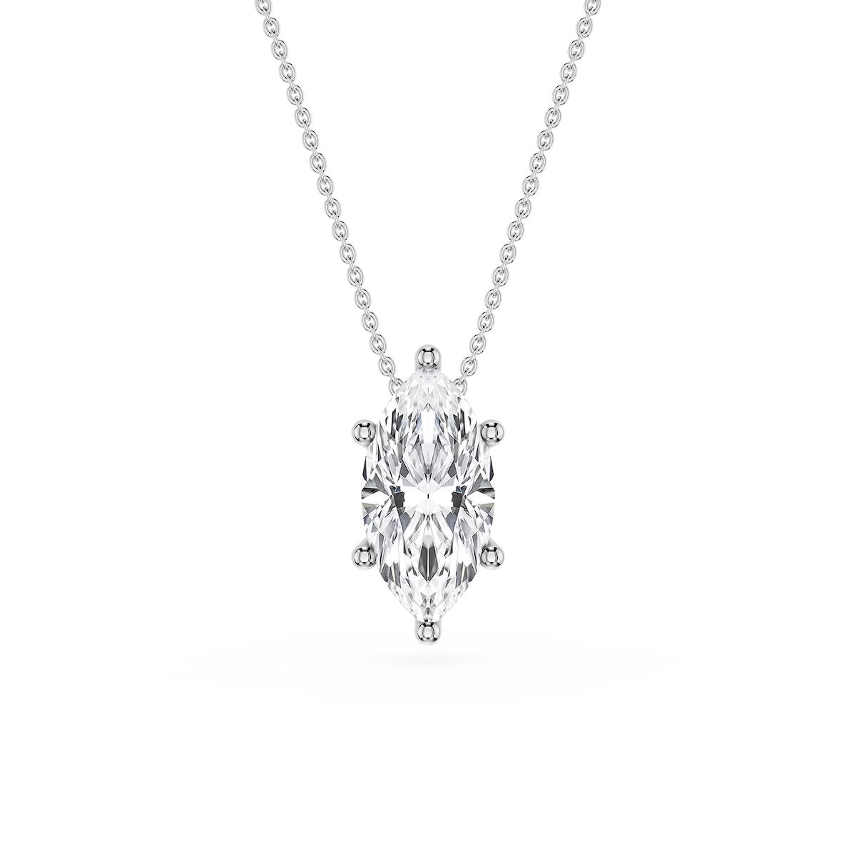 Marquise Lab Grown Diamond 6-Prong Slide Solitaire  Pendant - 16 to 18 Inches