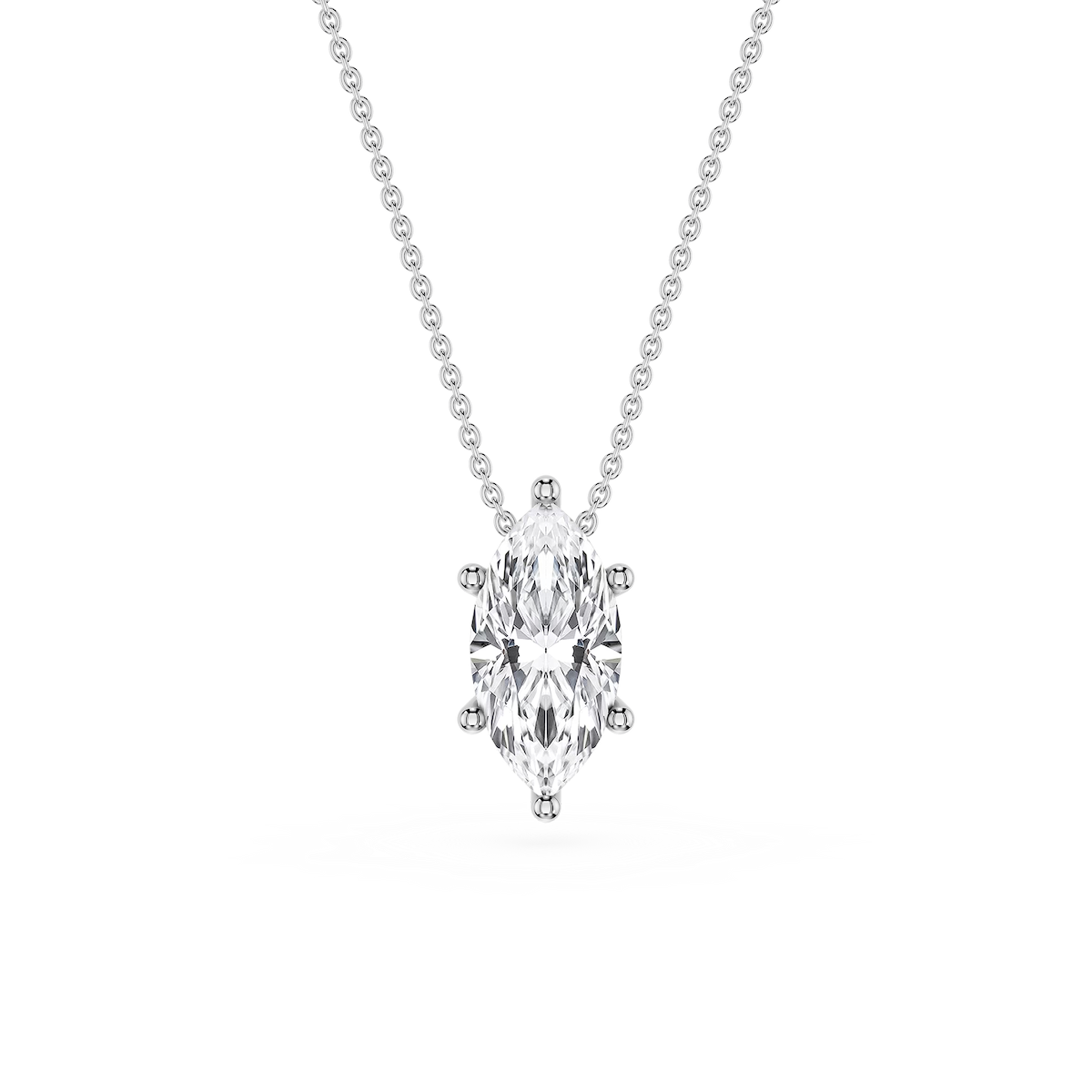 Marquise Lab Grown Diamond 6-Prong Slide Solitaire  Pendant - 16 to 18 Inches