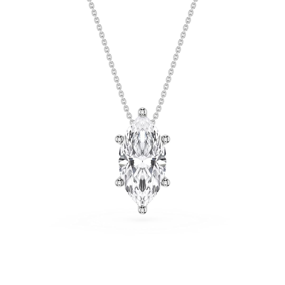 Marquise Lab Grown Diamond 6-Prong Slide Solitaire  Pendant - 16 to 18 Inches