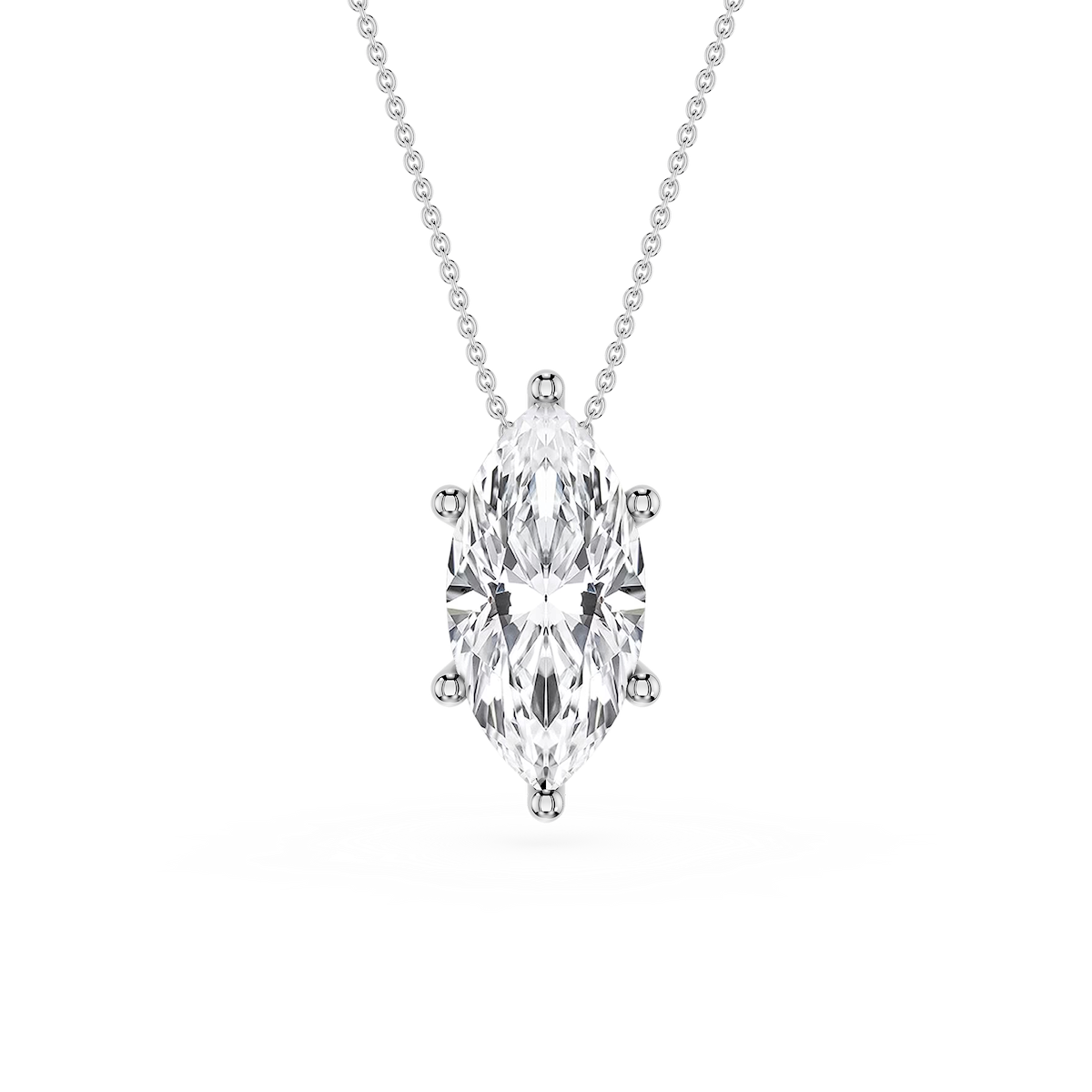Marquise Lab Grown Diamond 6-Prong Slide Solitaire  Pendant - 16 to 18 Inches