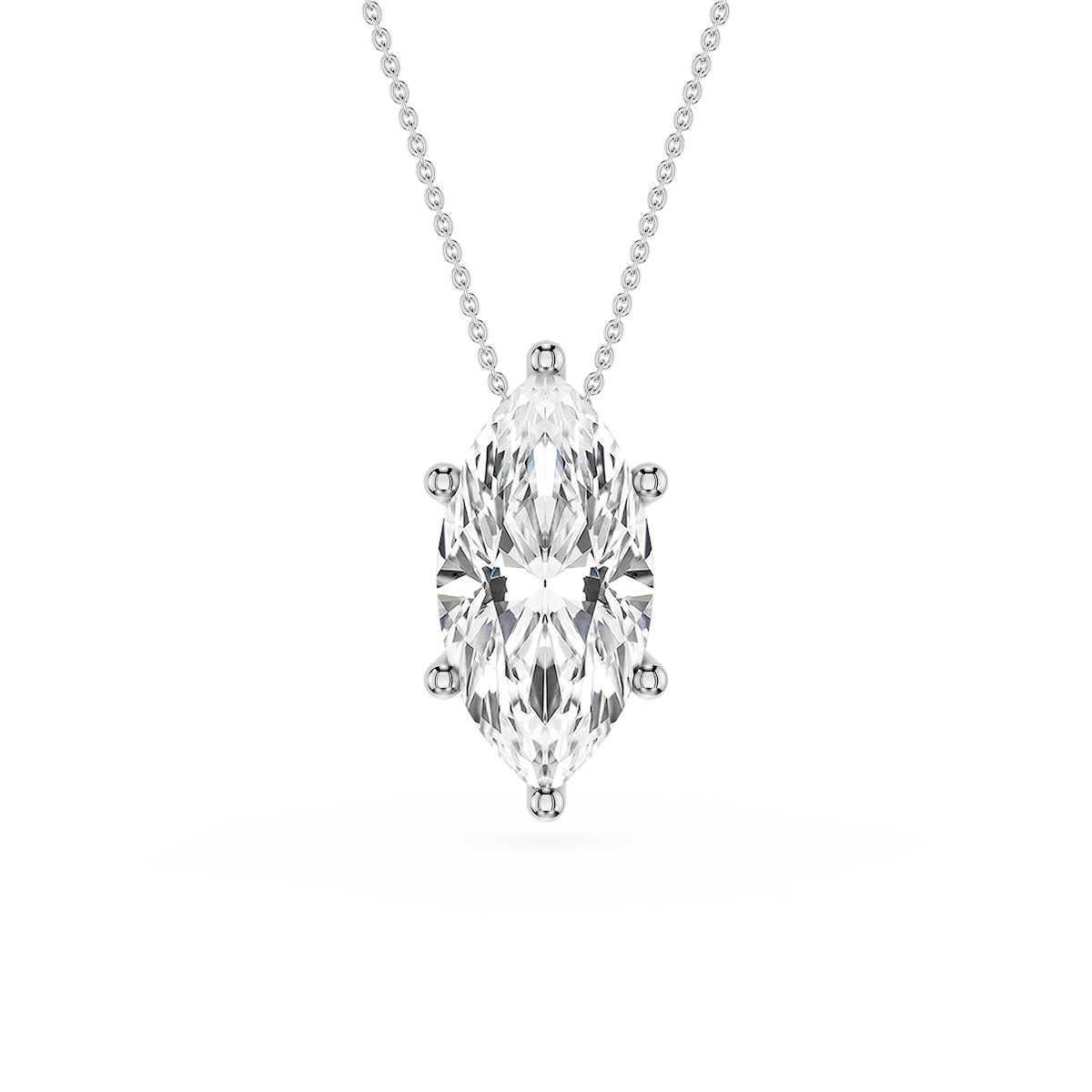 Marquise Lab Grown Diamond 6-Prong Slide Solitaire  Pendant - 16 to 18 Inches