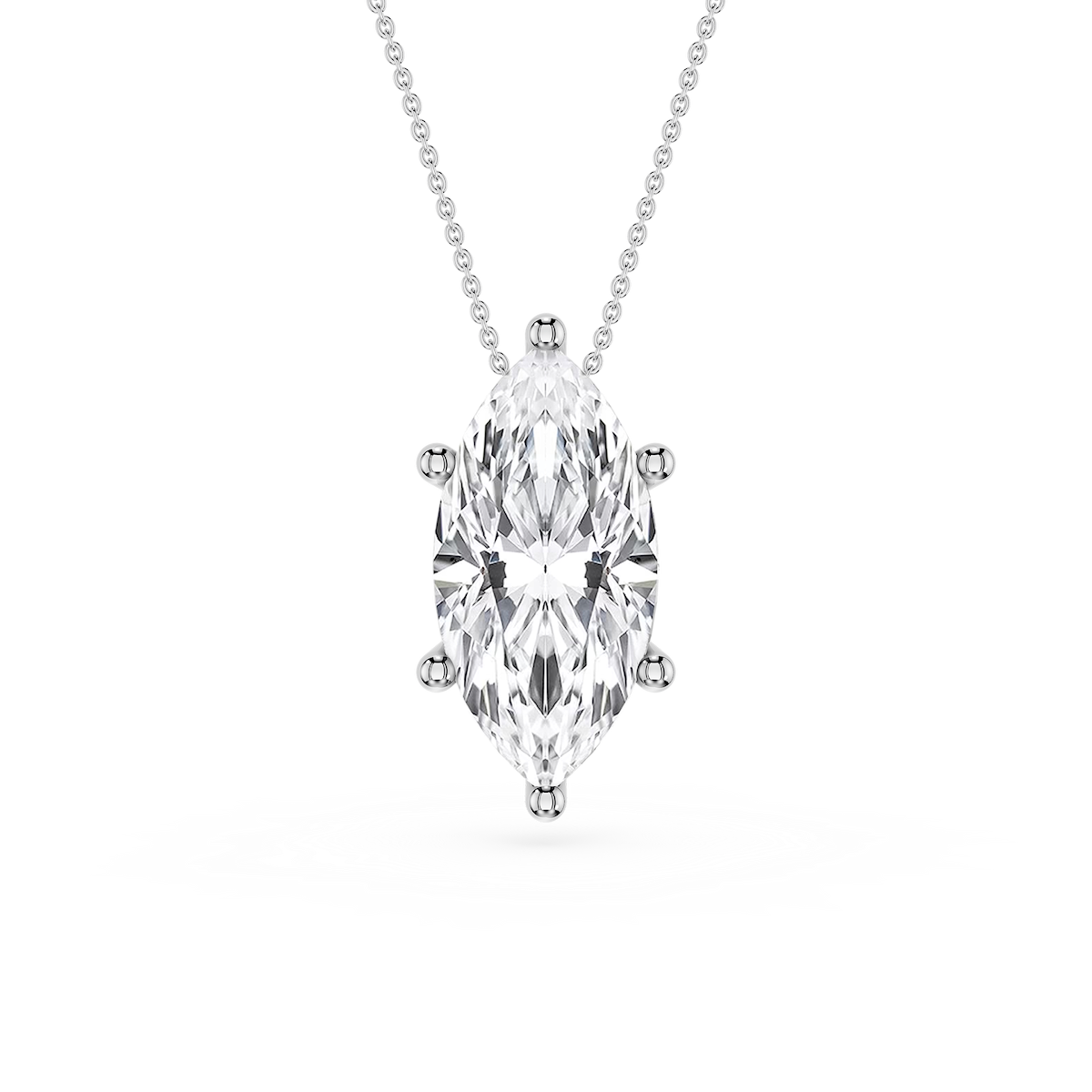 Marquise Lab Grown Diamond 6-Prong Slide Solitaire  Pendant - 16 to 18 Inches