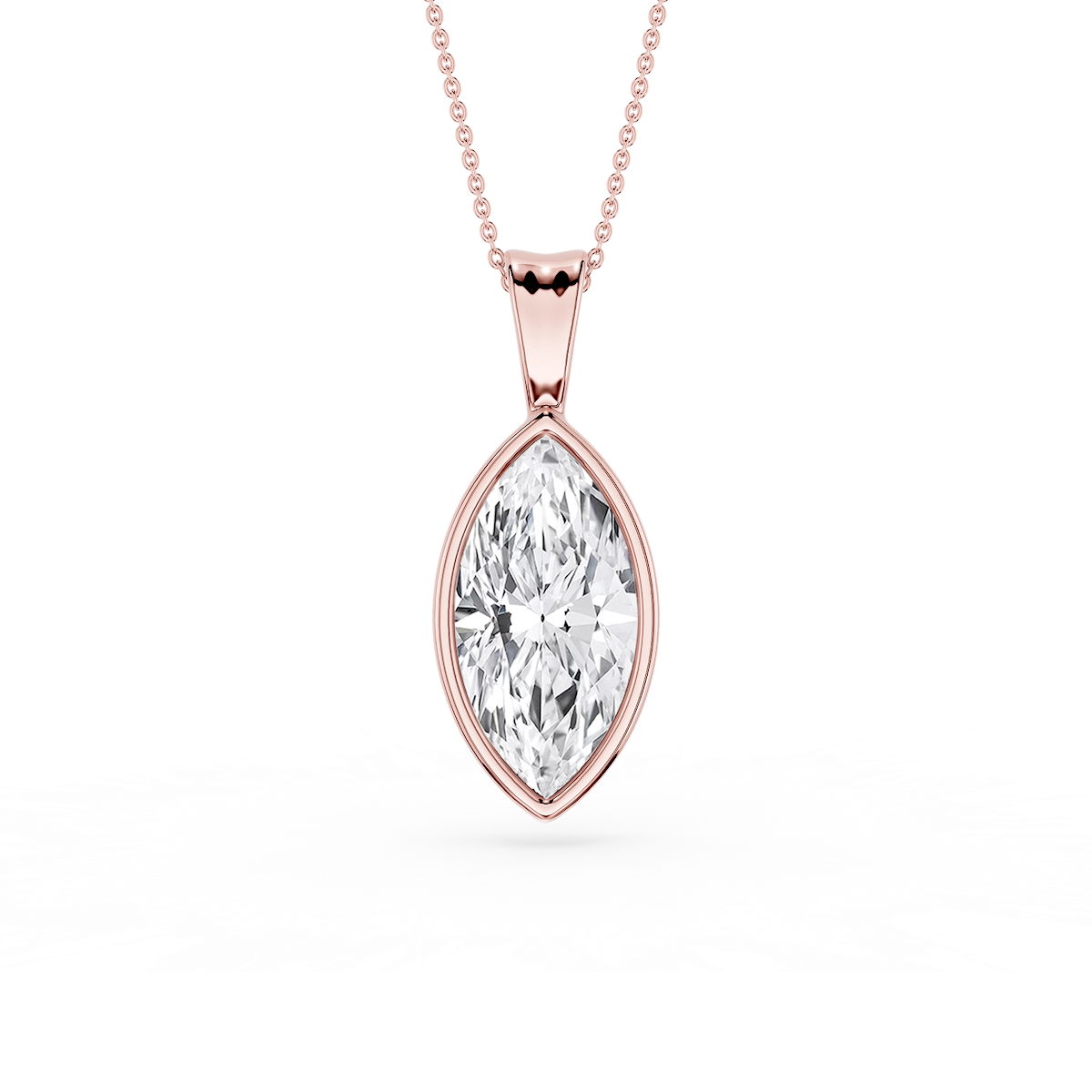 Marquise Lab Grown Diamond Bezel Set Bail Solitaire Pendant - 16 to 18 Inches