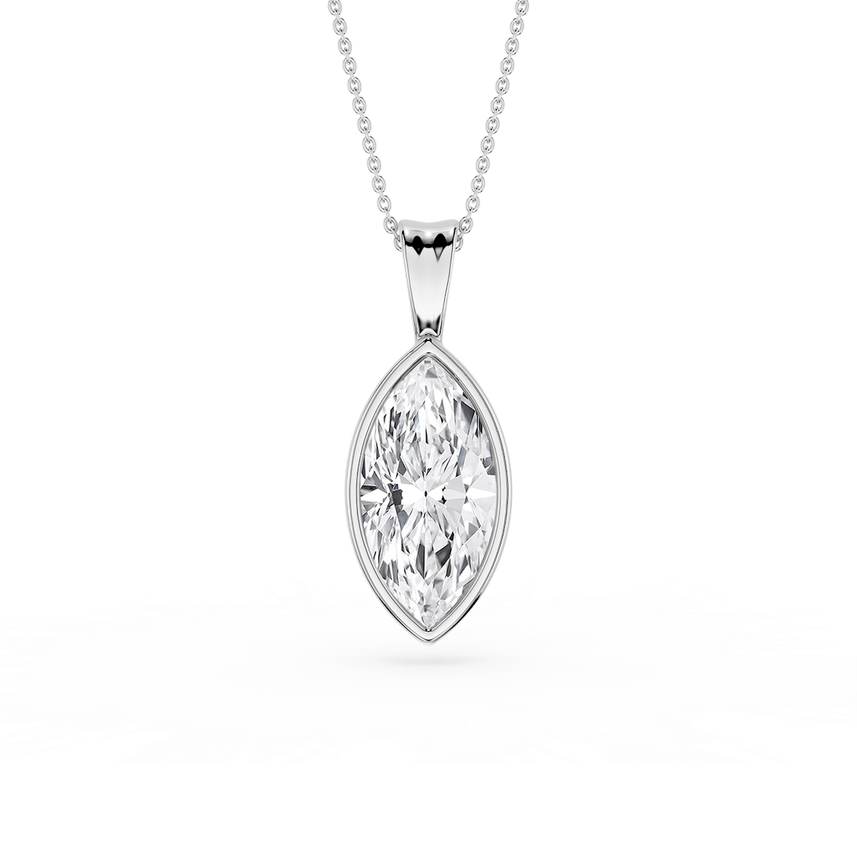 Marquise Lab Grown Diamond Bezel Set Bail Solitaire Pendant - 16 to 18 Inches