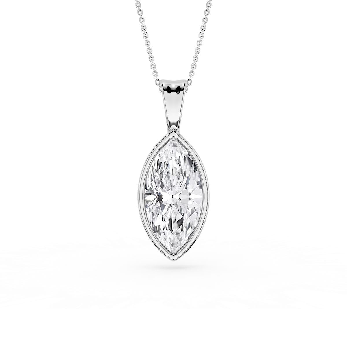 Marquise Lab Grown Diamond Bezel Set Bail Solitaire Pendant - 16 to 18 Inches