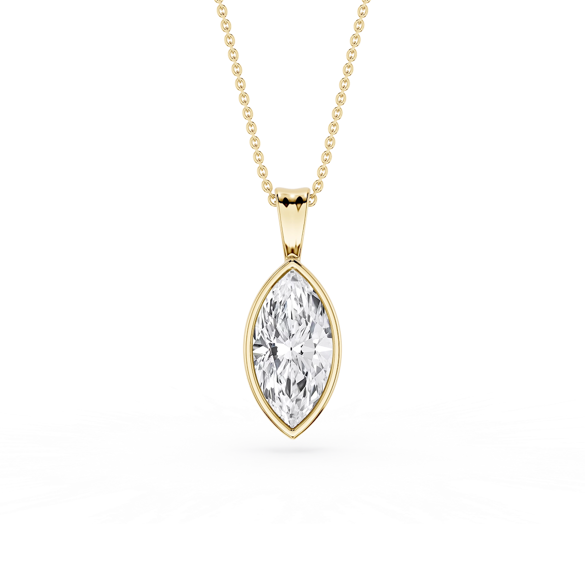 Marquise Lab Grown Diamond Bezel Set Bail Solitaire Pendant - 16 to 18 Inches