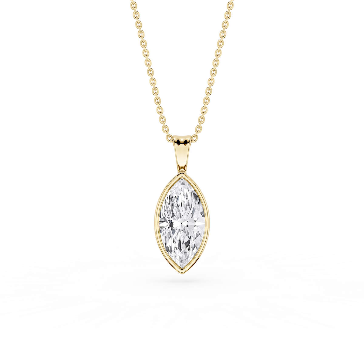 Marquise Lab Grown Diamond Bezel Set Bail Solitaire Pendant - 16 to 18 Inches
