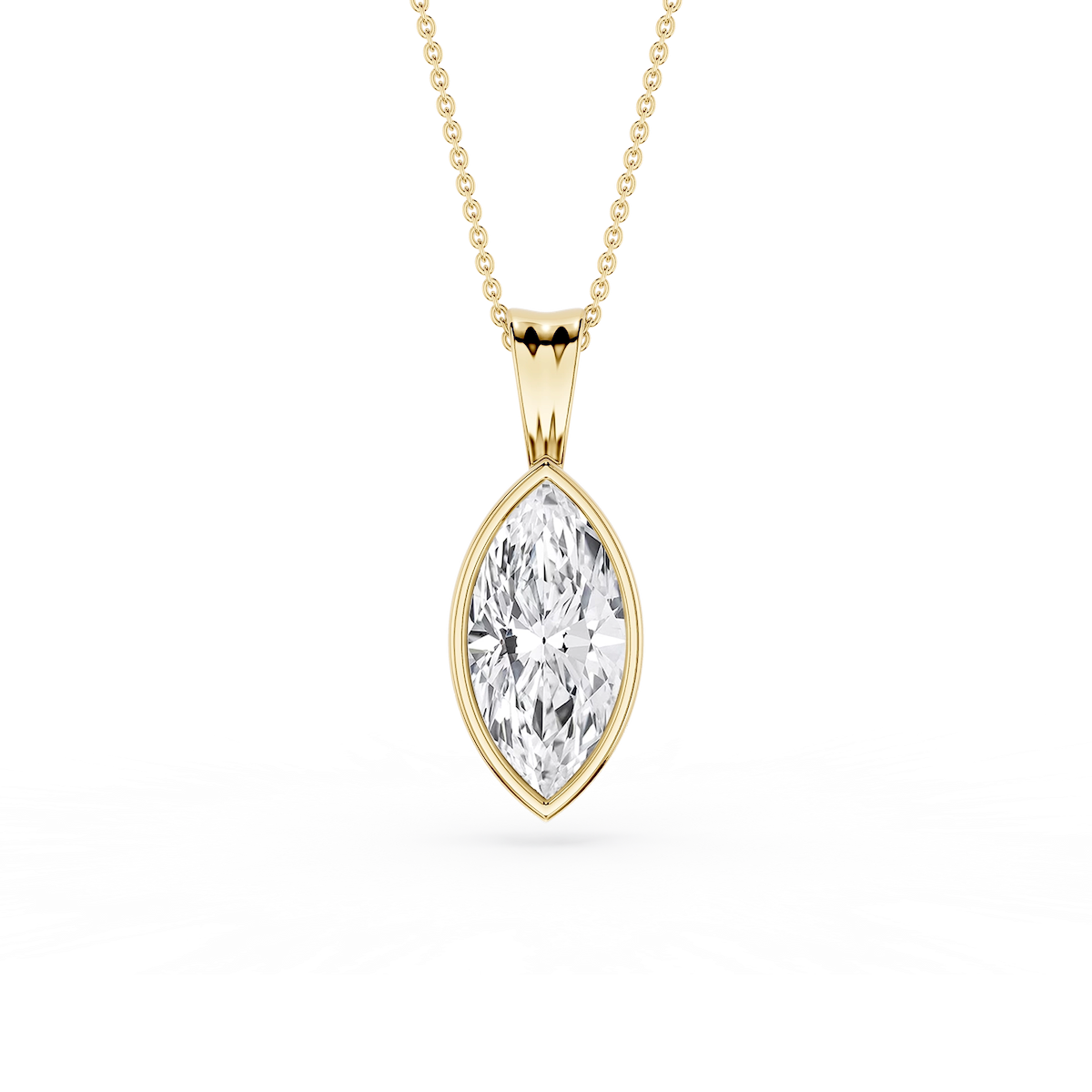 Marquise Lab Grown Diamond Bezel Set Bail Solitaire Pendant - 16 to 18 Inches