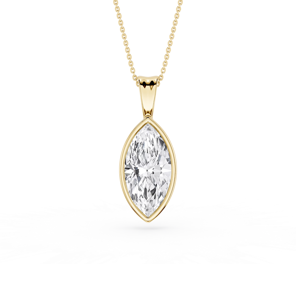 Marquise Lab Grown Diamond Bezel Set Bail Solitaire Pendant - 16 to 18 Inches