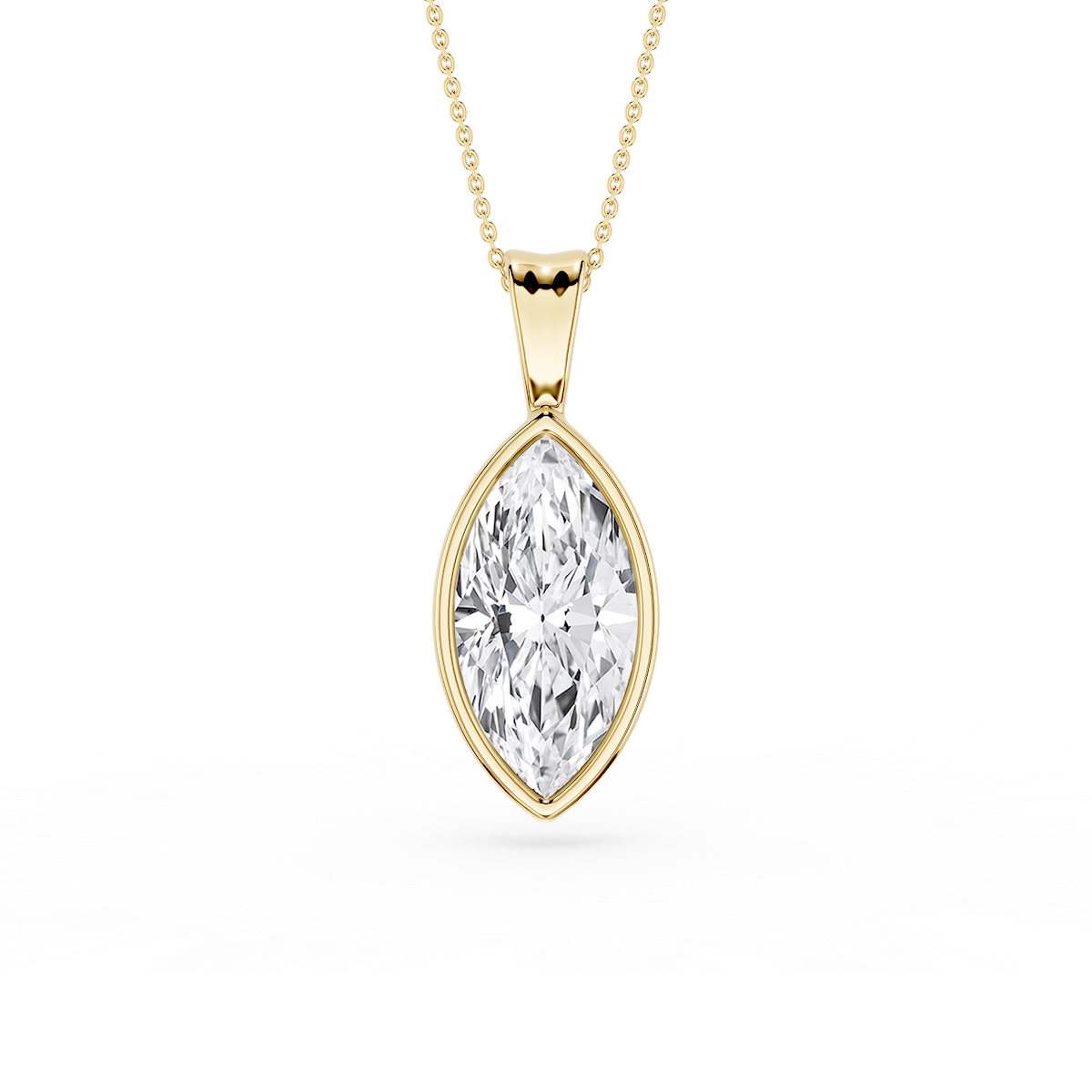 Marquise Lab Grown Diamond Bezel Set Bail Solitaire Pendant - 16 to 18 Inches