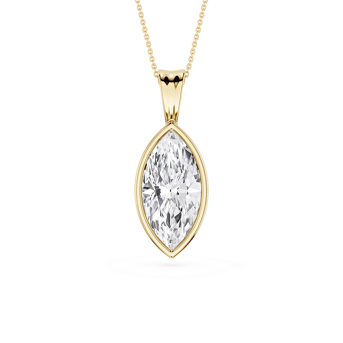 Marquise Lab Grown Diamond Bezel Set Bail Solitaire Pendant - 16 to 18 Inches