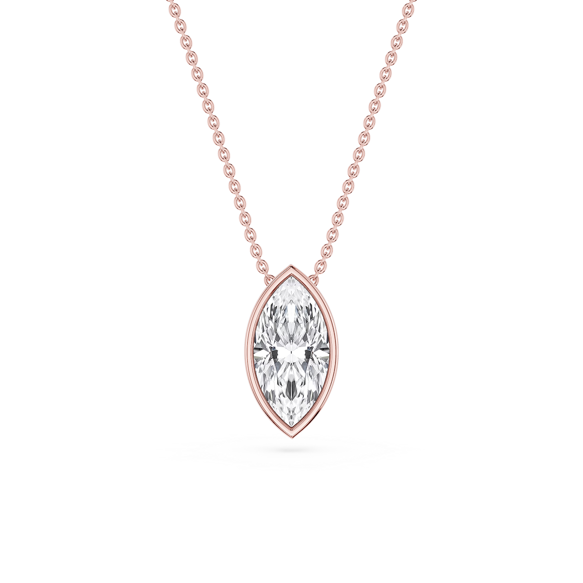 Marquise Lab Grown Diamond Bezel Solitaire Slide Pendant - 16 to 18 Inches