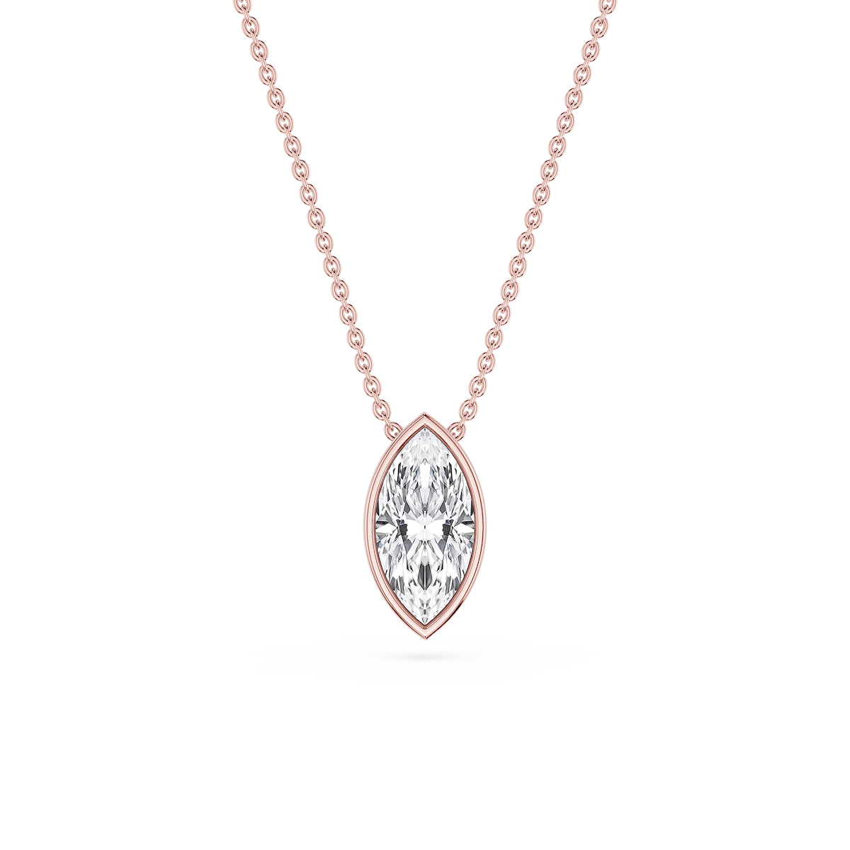 Marquise Lab Grown Diamond Bezel Solitaire Slide Pendant - 16 to 18 Inches