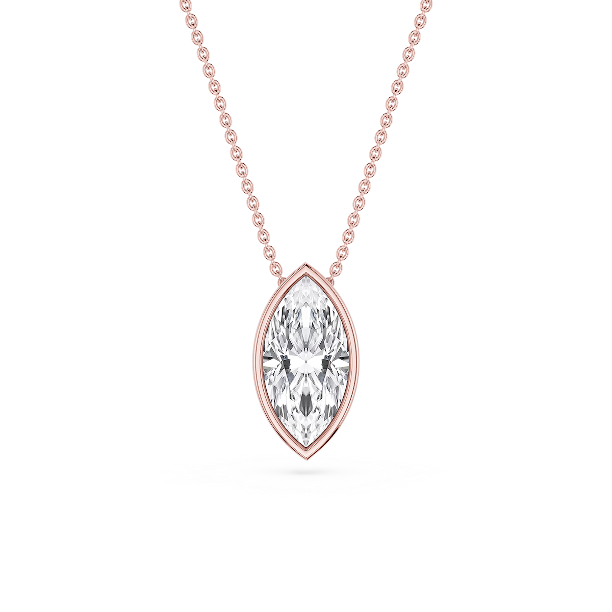 Marquise Lab Grown Diamond Bezel Solitaire Slide Pendant - 16 to 18 Inches
