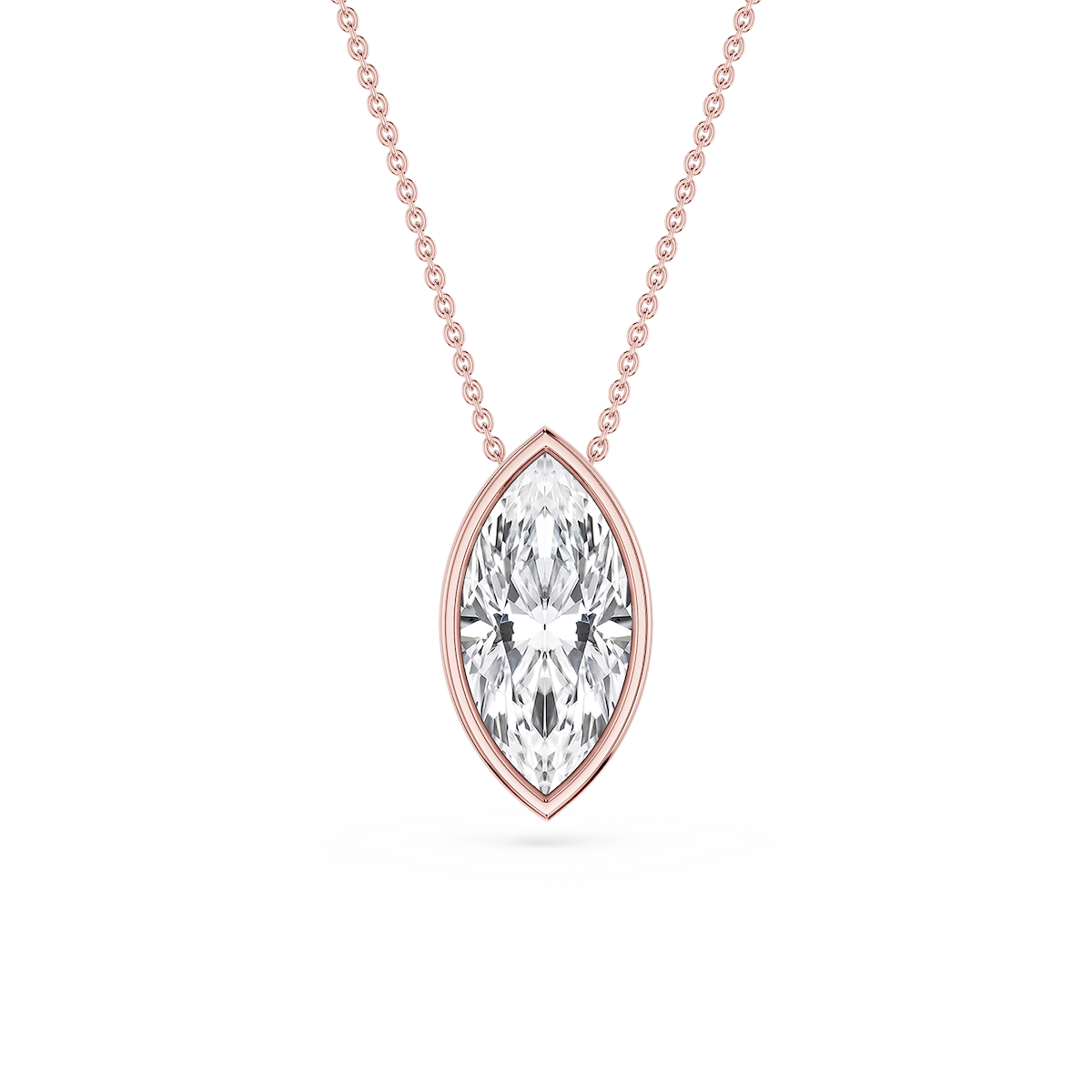 Marquise Lab Grown Diamond Bezel Solitaire Slide Pendant - 16 to 18 Inches