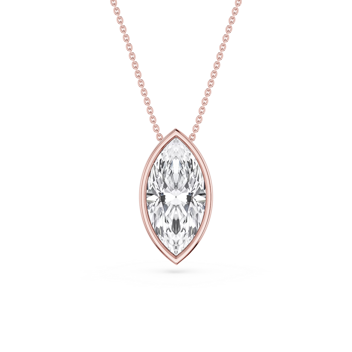 Marquise Lab Grown Diamond Bezel Solitaire Slide Pendant - 16 to 18 Inches