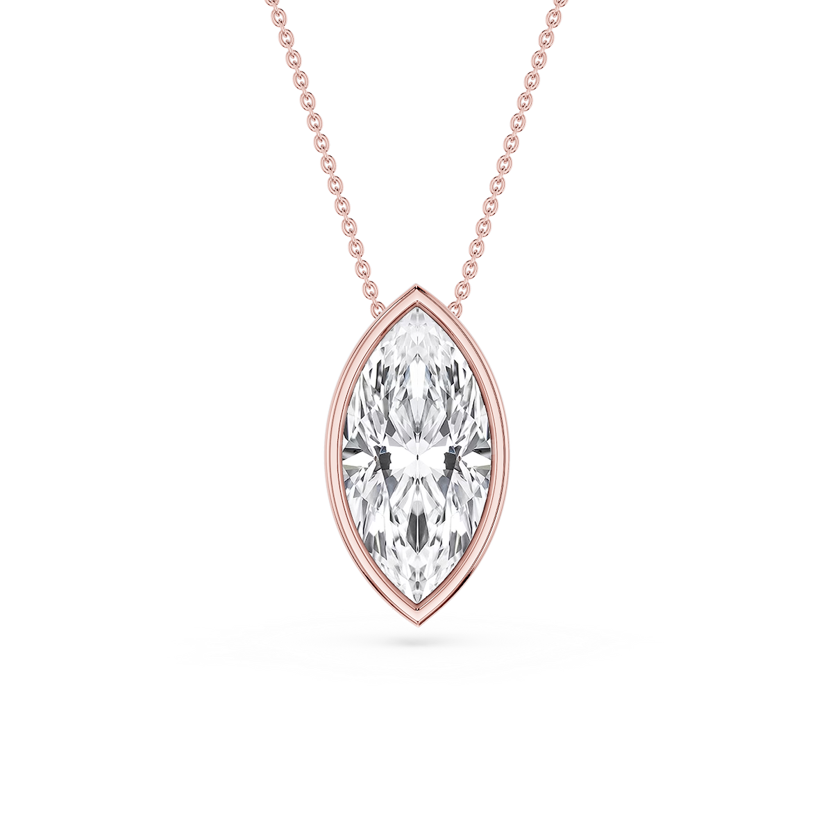 Marquise Lab Grown Diamond Bezel Solitaire Slide Pendant - 16 to 18 Inches