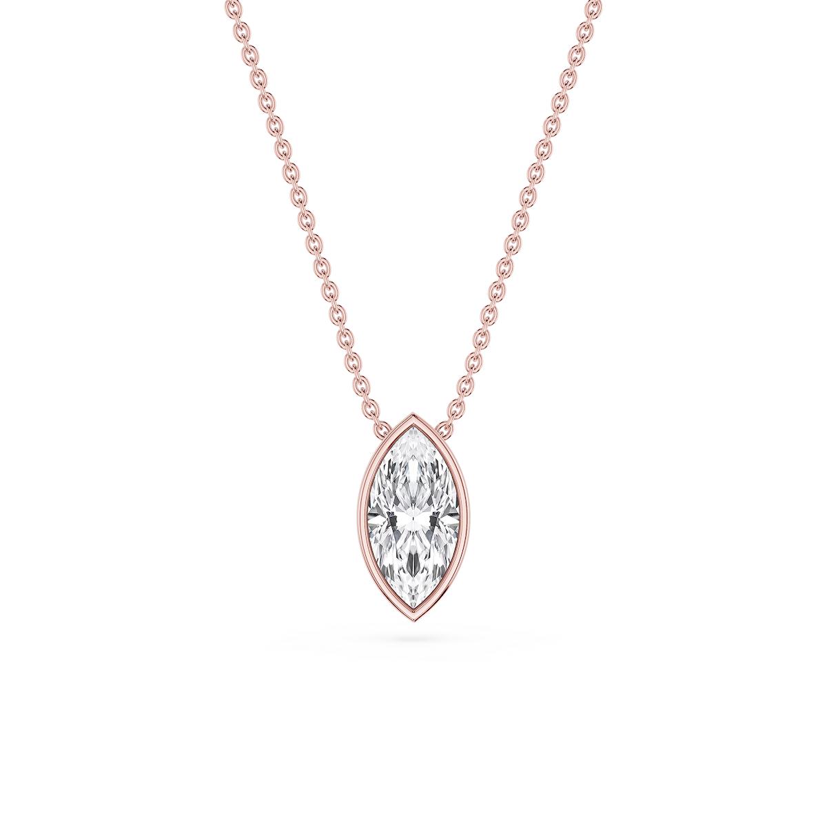 Marquise Lab Grown Diamond Bezel Solitaire Slide Pendant - 16 to 18 Inches