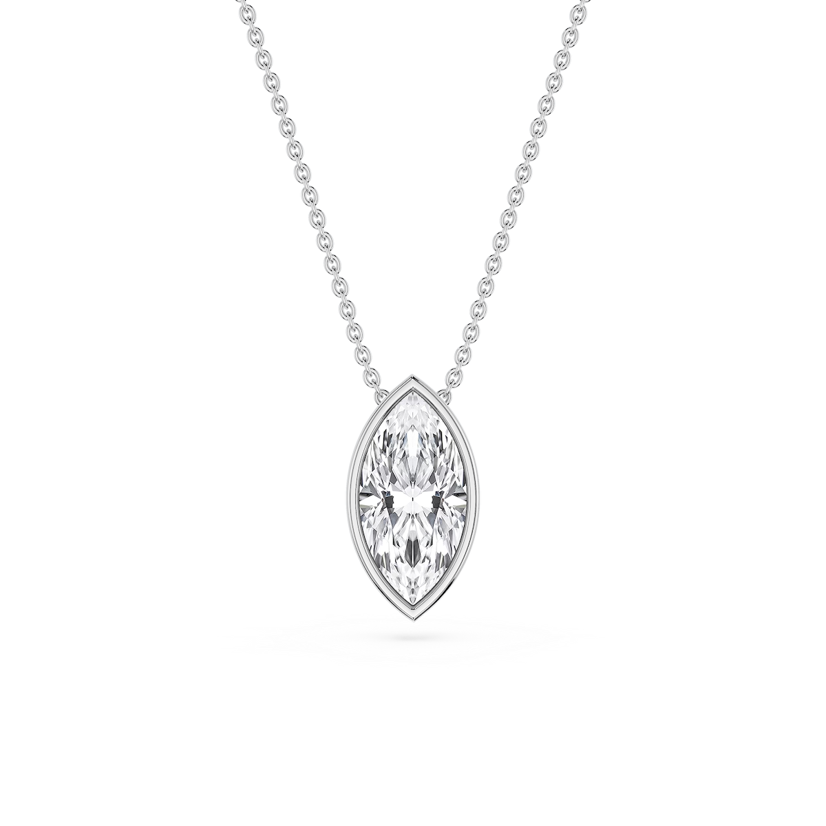 Marquise Lab Grown Diamond Bezel Solitaire Slide Pendant - 16 to 18 Inches