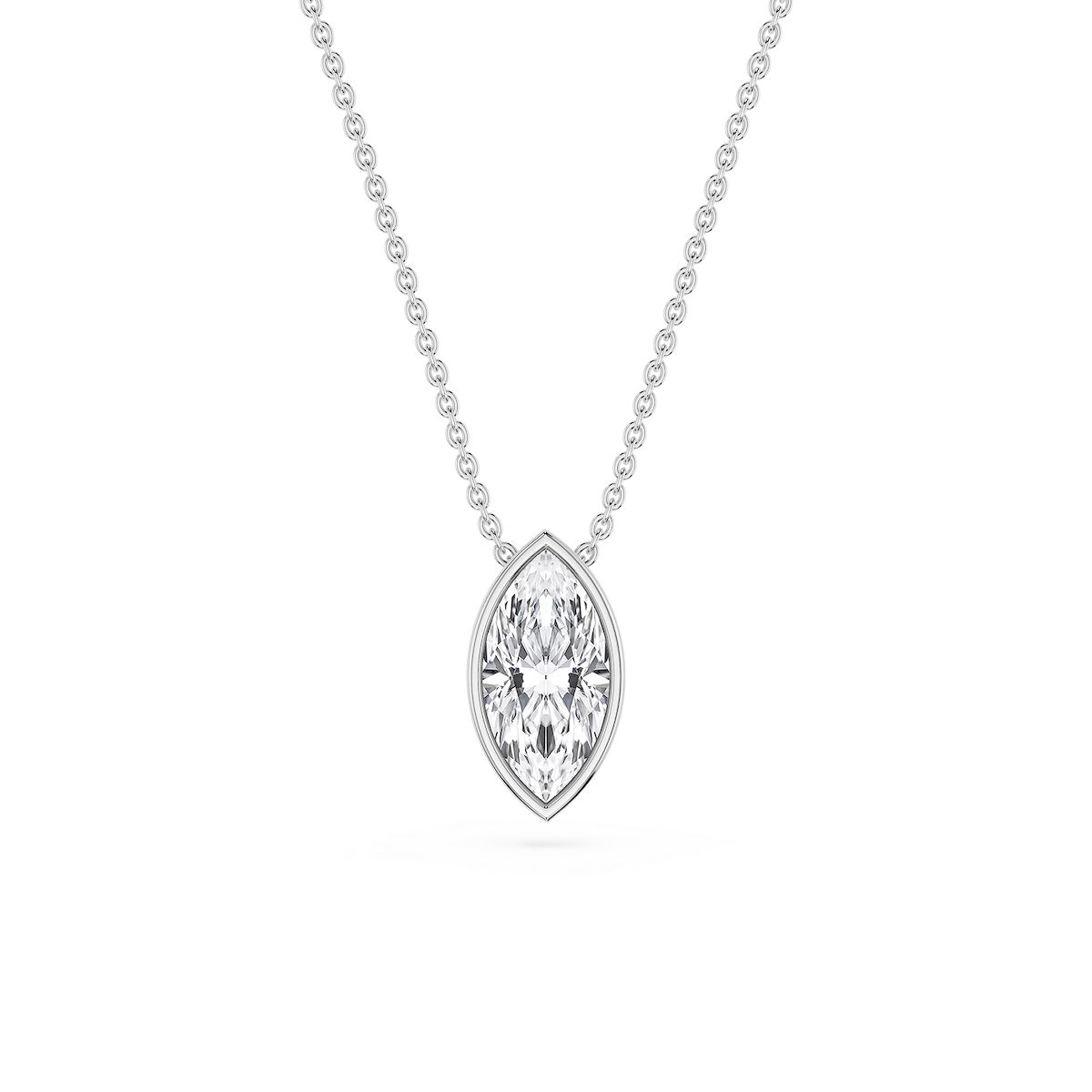 Marquise Lab Grown Diamond Bezel Solitaire Slide Pendant - 16 to 18 Inches