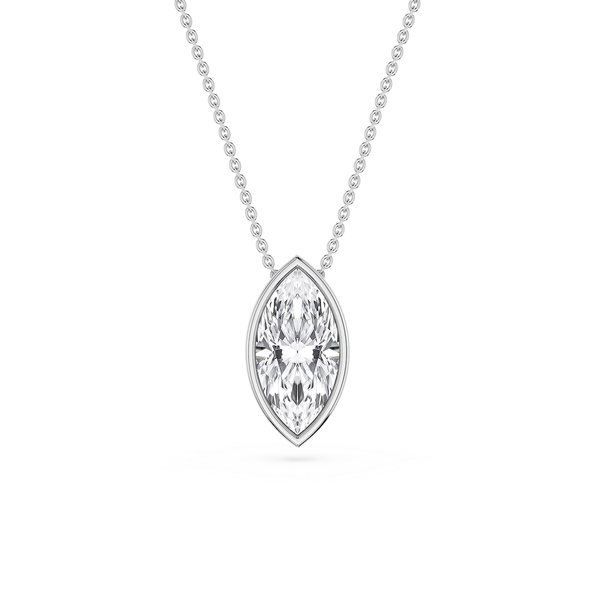 Marquise Lab Grown Diamond Bezel Solitaire Slide Pendant - 16 to 18 Inches