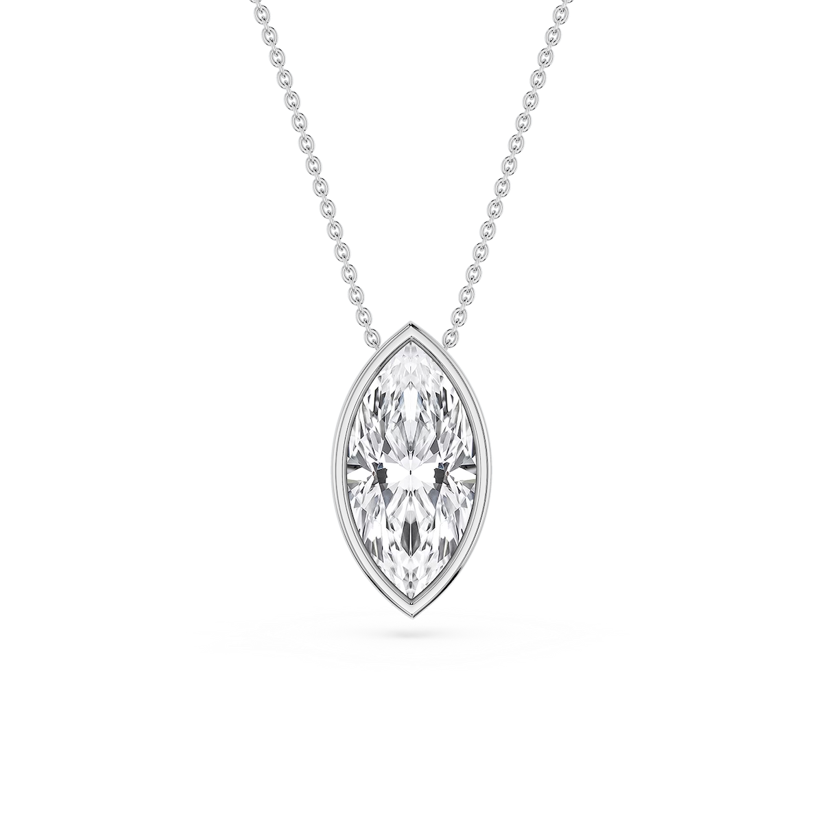 Marquise Lab Grown Diamond Bezel Solitaire Slide Pendant - 16 to 18 Inches